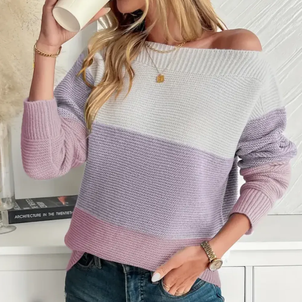Joan | Dames Winter Gestreept Trui | Lange Mouw