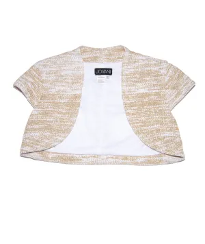Jovani Girls Coco Tweed Glitter Jacket White/Gold