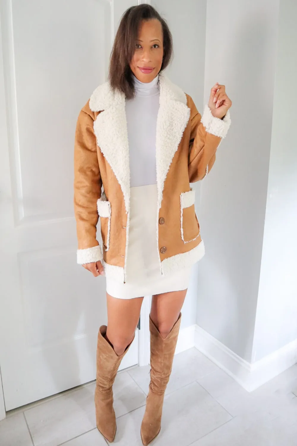 KayKay Faux Suede Shearling Jacket