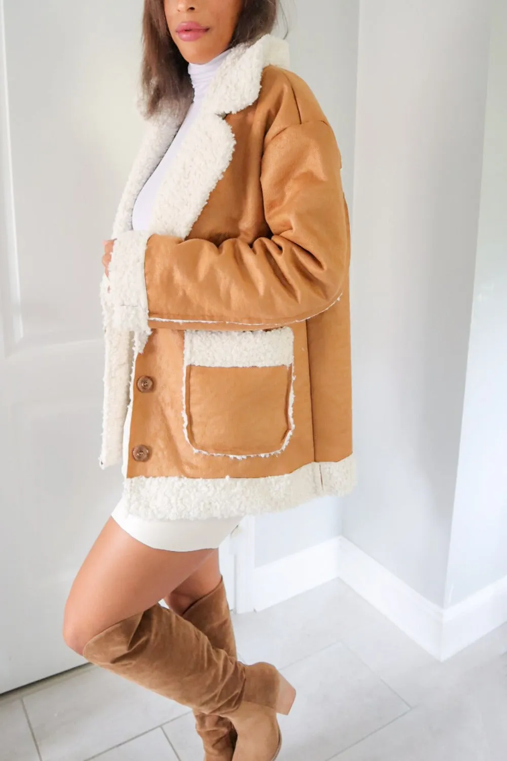 KayKay Faux Suede Shearling Jacket