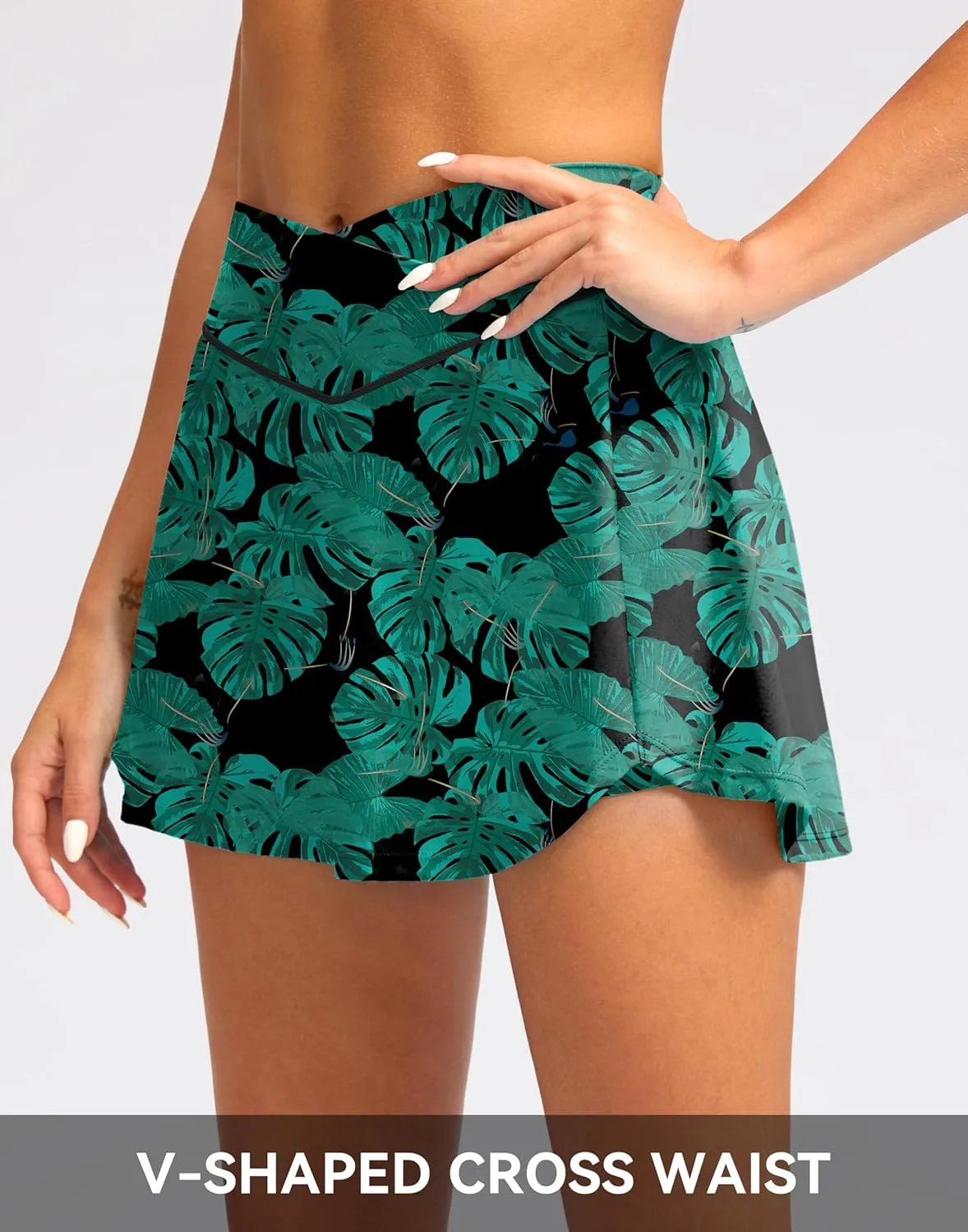 Kayrth Women's High Waisted Swim Skirt with Shorts Bathing Suit Skirts Swimsuit Tankini Bottoms with Pockets