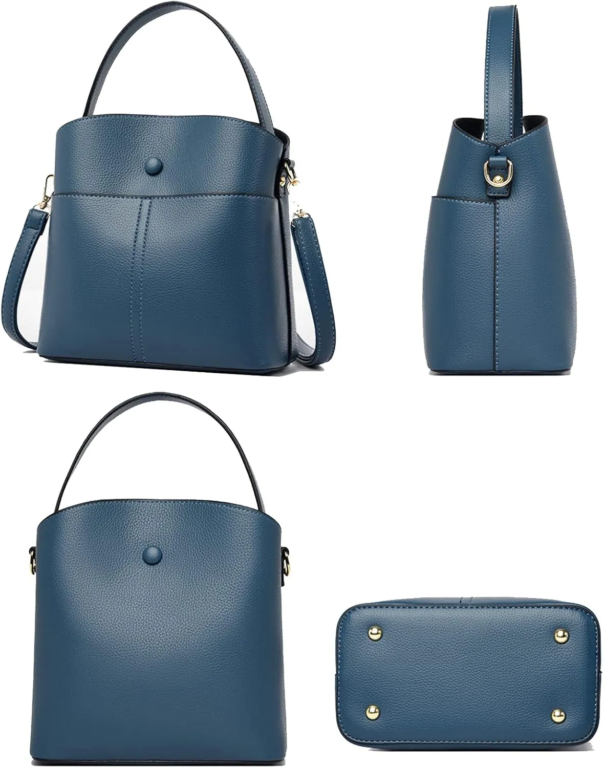 Large Leather Satchel Crossbody Bag for Women - Fashionable Blue Tote Handbag