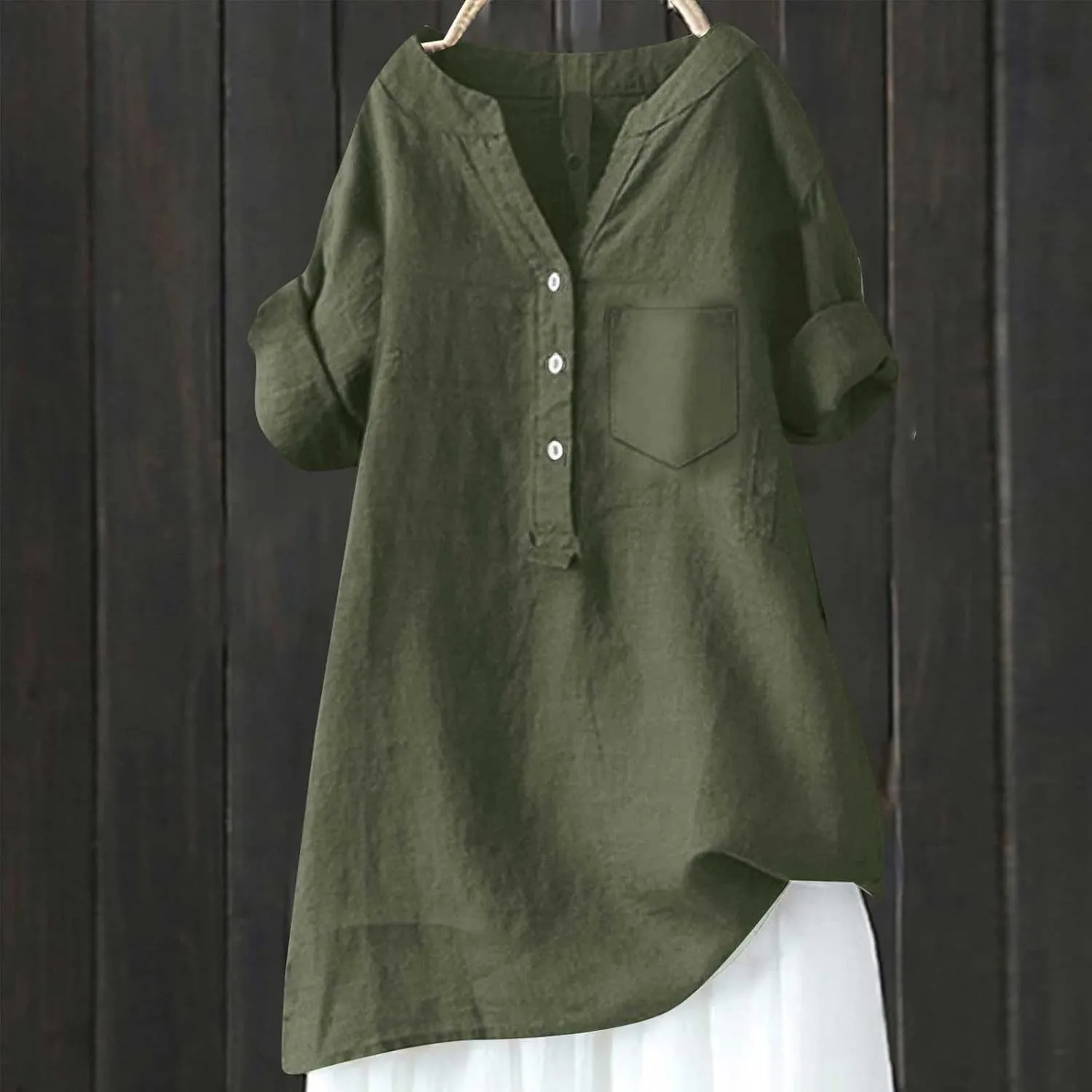 Linen Shirt for Women Breathable Tops Loose Crewneck Tops Womens Daily t Shirts Summer Shirts for Women 2024
