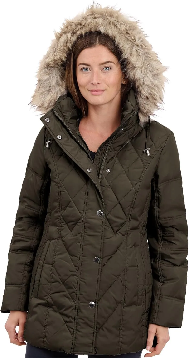 London Fog Women's Diamond Quilted Down Coat