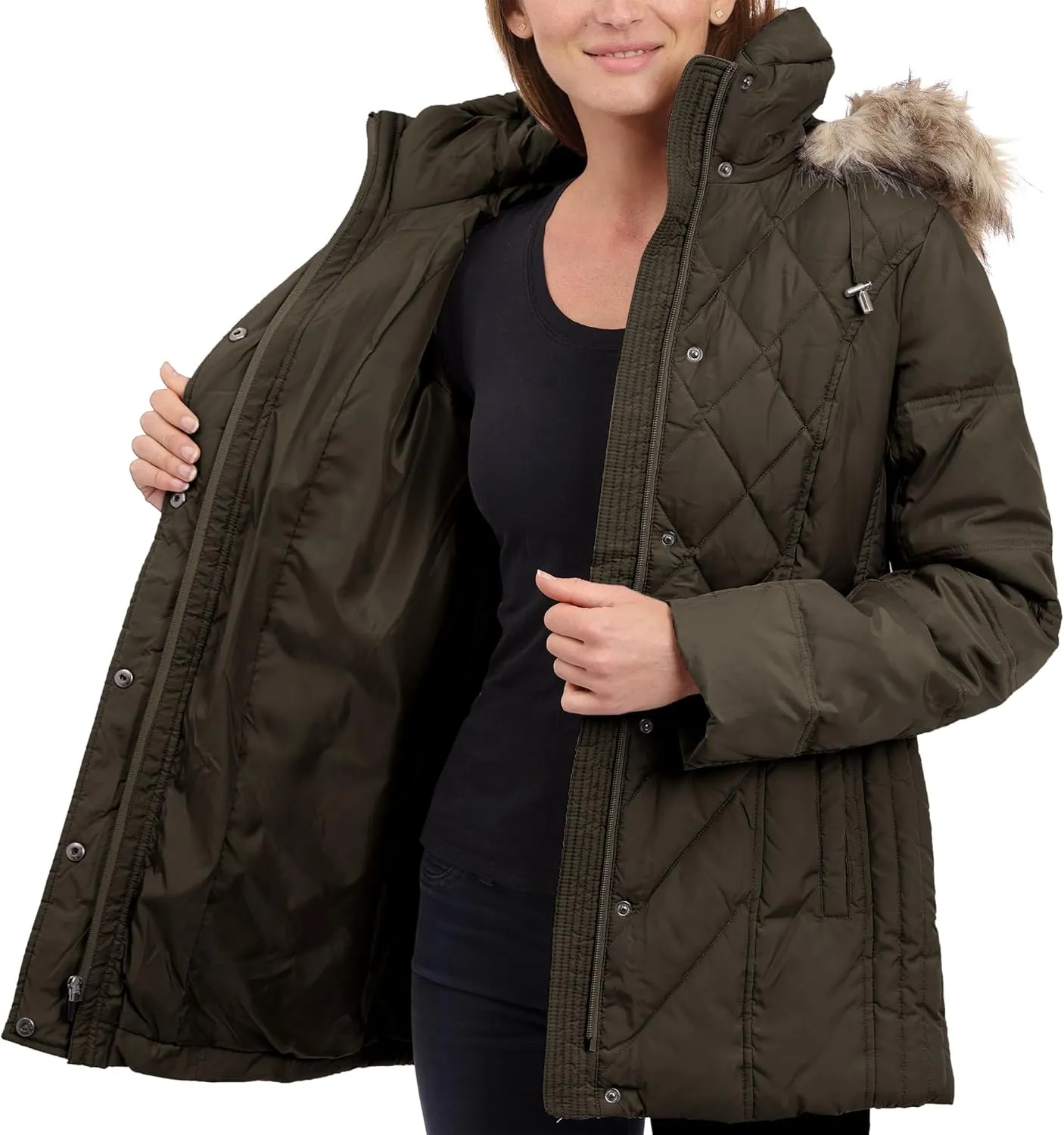 London Fog Women's Diamond Quilted Down Coat