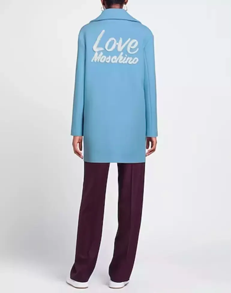 Love Moschino Elegant Light Blue Wool Coat
