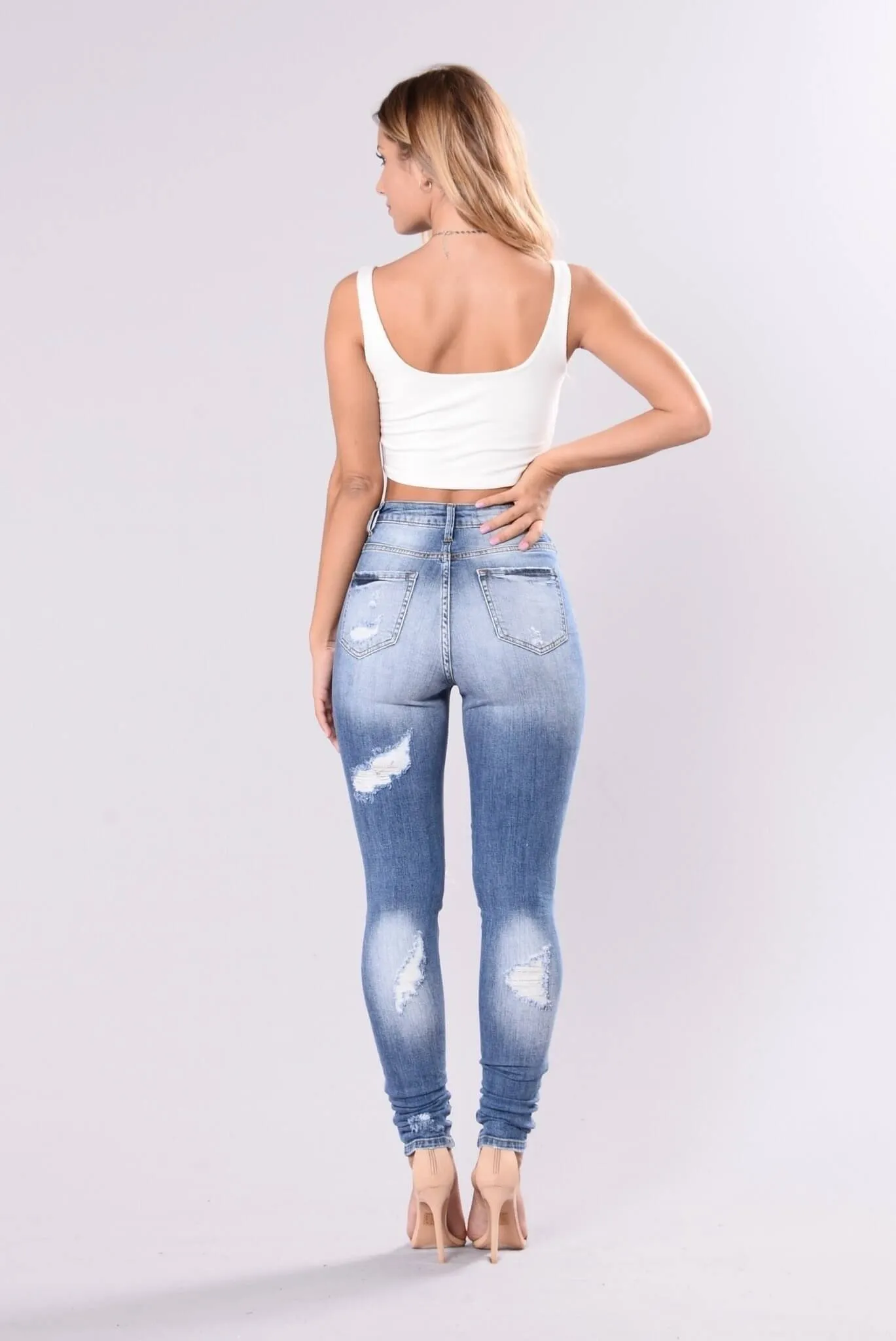 Low Waist Cut Out Rough Curled Long Jeans Denim Pants