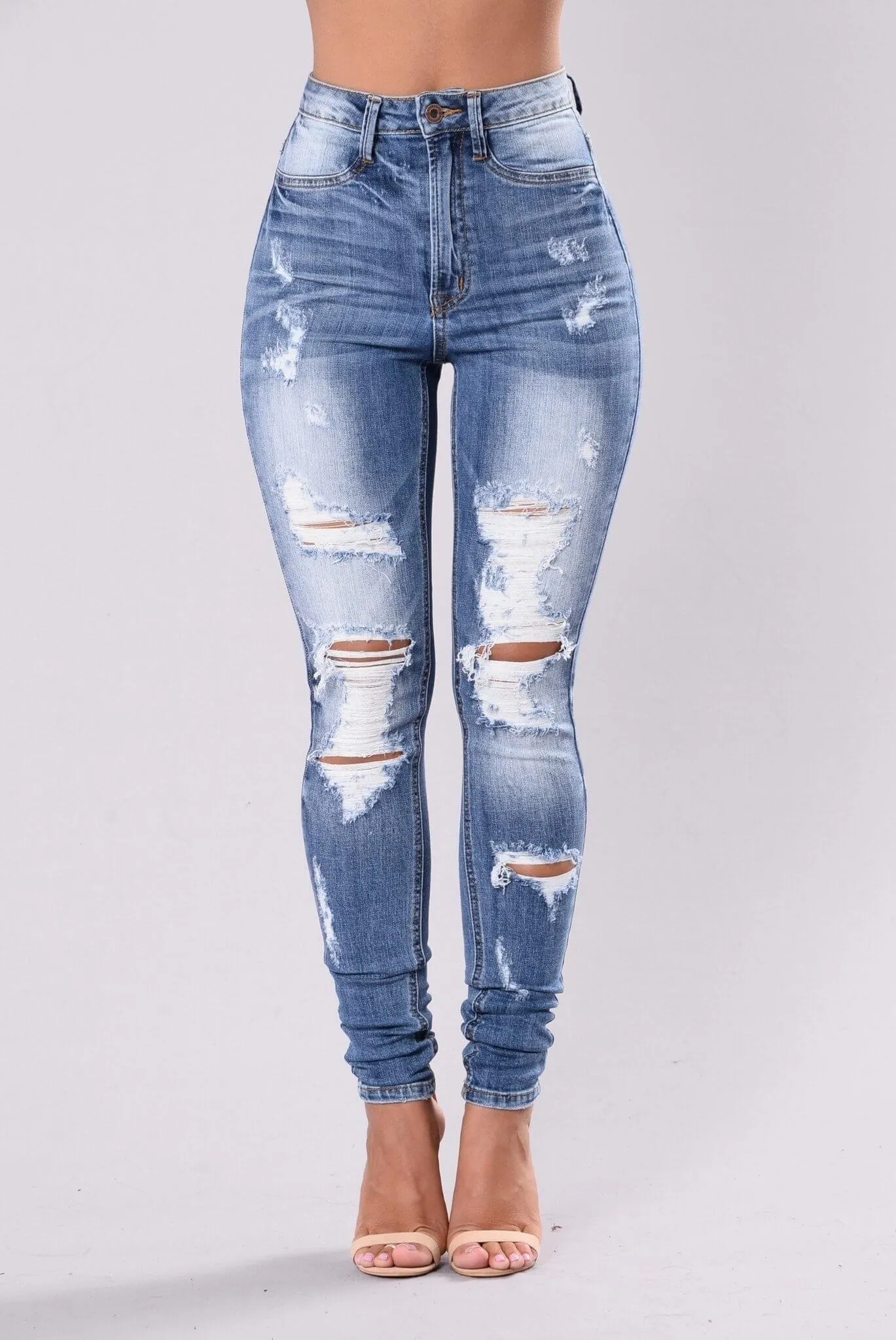 Low Waist Cut Out Rough Curled Long Jeans Denim Pants