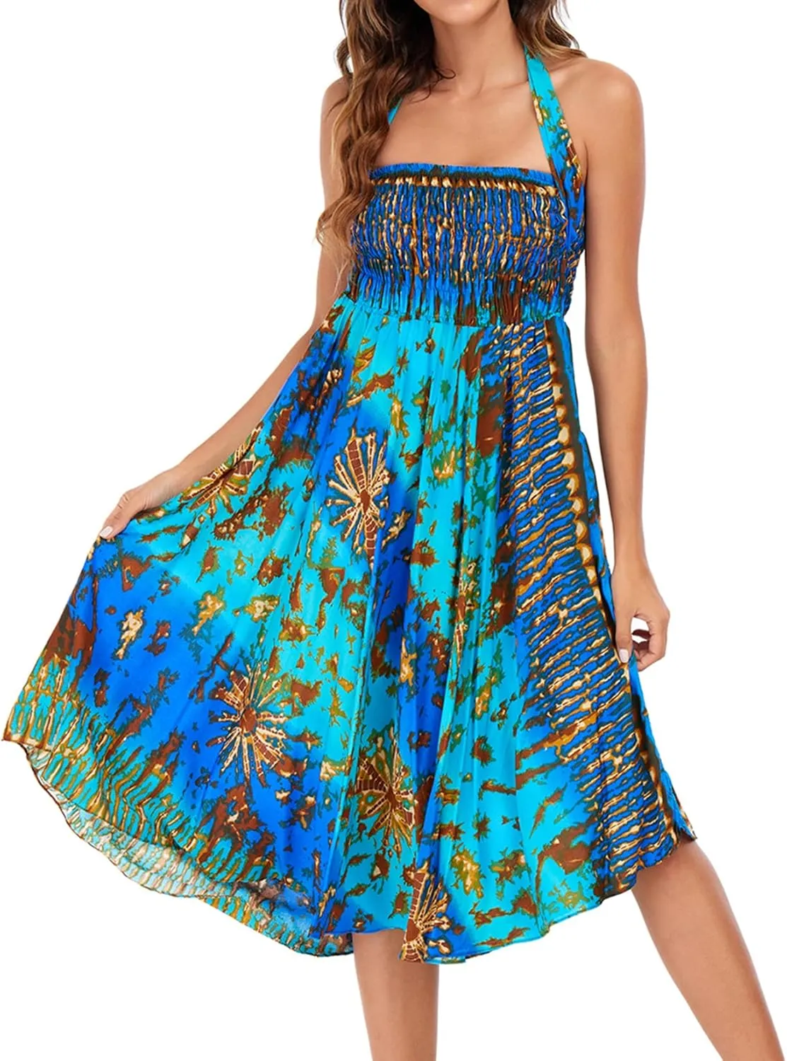 Lu's Chic Women's Long Boho Skirts Bohemian Hippie Skirts Summer Travel Beach Flowy Gypsy Maxi Long Skirts