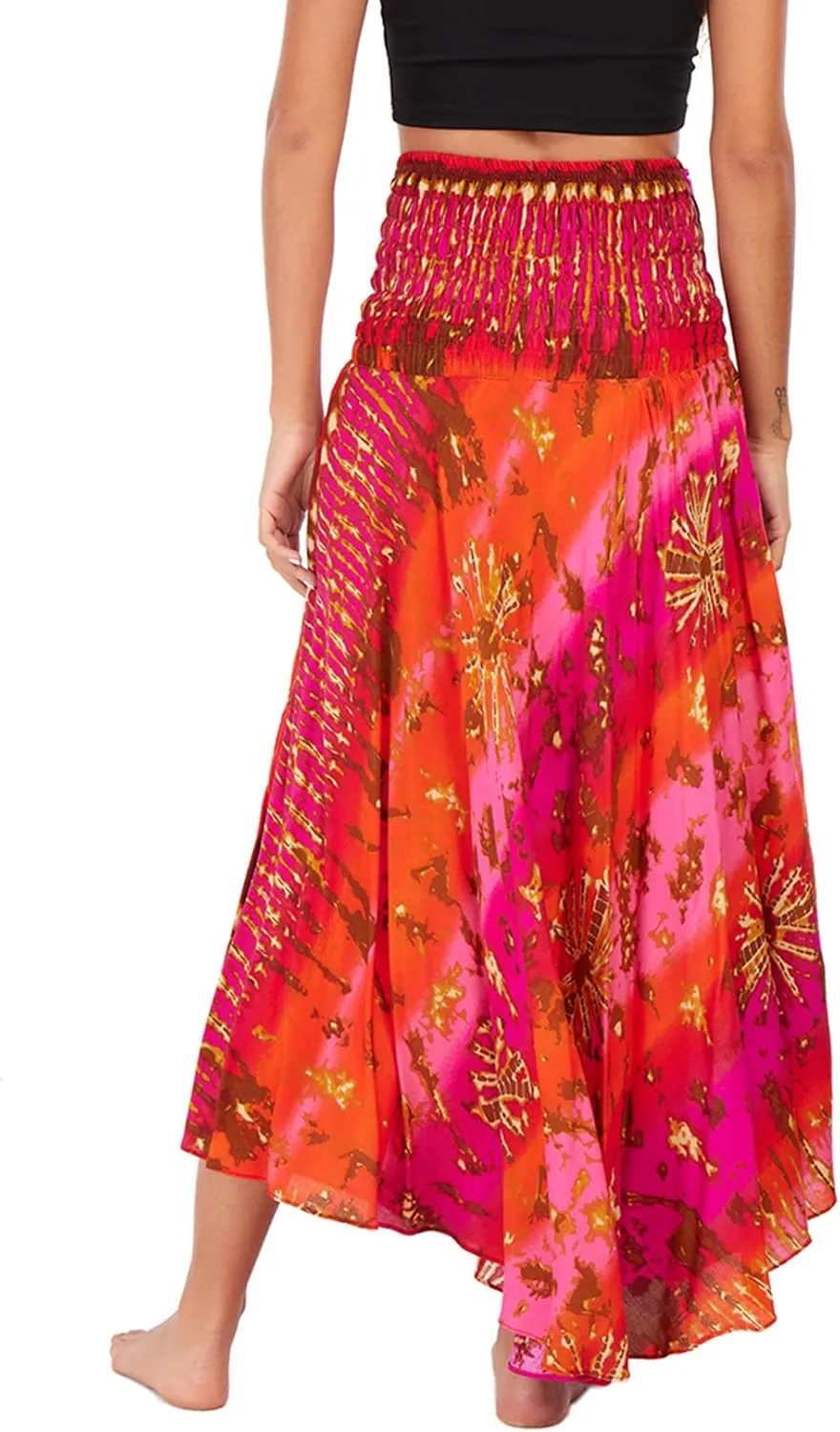 Lu's Chic Women's Long Boho Skirts Bohemian Hippie Skirts Summer Travel Beach Flowy Gypsy Maxi Long Skirts