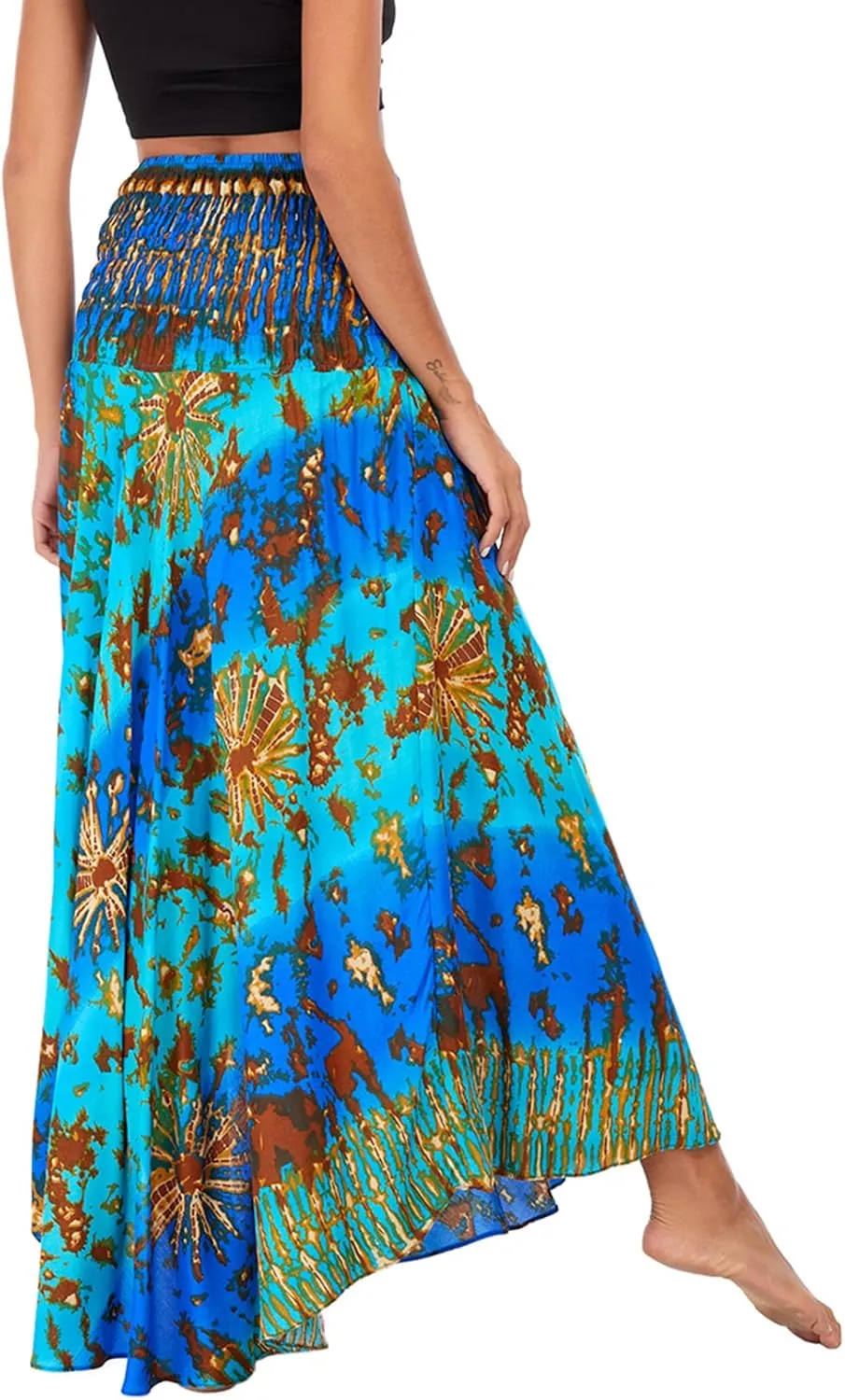 Lu's Chic Women's Long Boho Skirts Bohemian Hippie Skirts Summer Travel Beach Flowy Gypsy Maxi Long Skirts