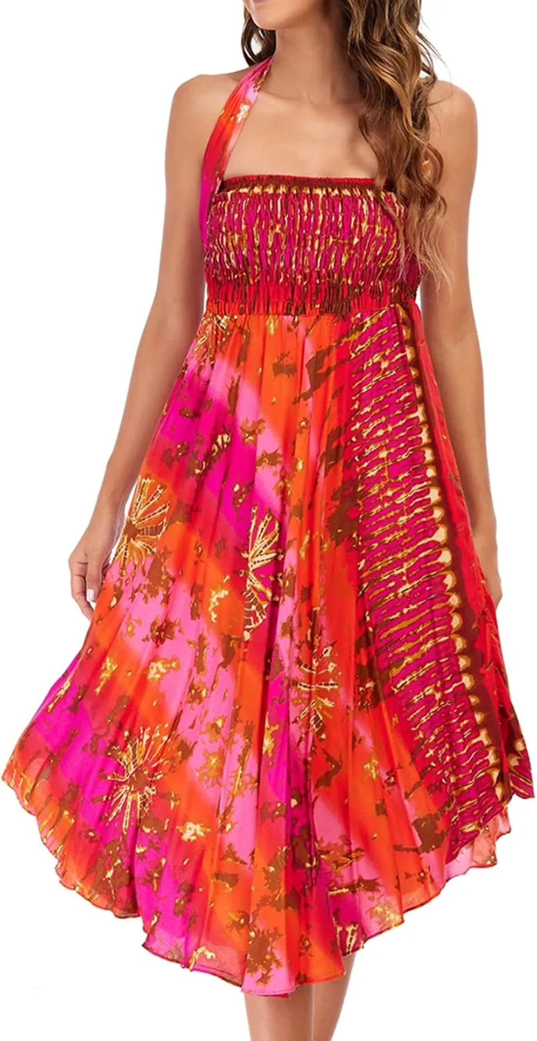 Lu's Chic Women's Long Boho Skirts Bohemian Hippie Skirts Summer Travel Beach Flowy Gypsy Maxi Long Skirts