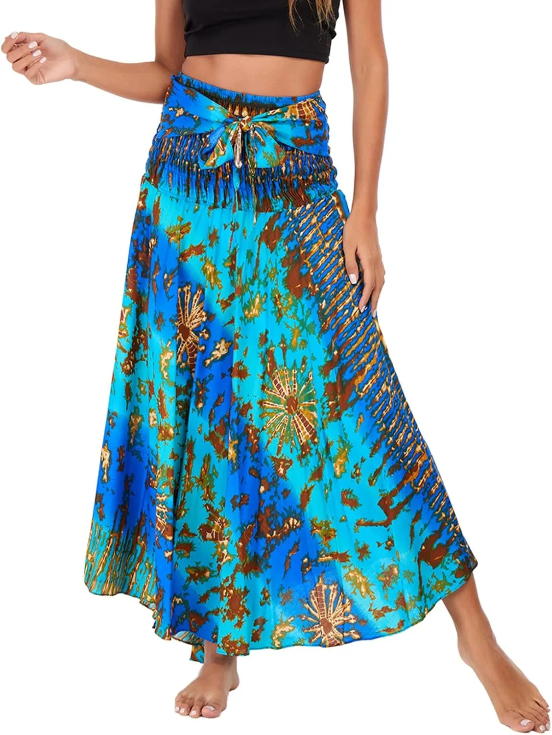 Lu's Chic Women's Long Boho Skirts Bohemian Hippie Skirts Summer Travel Beach Flowy Gypsy Maxi Long Skirts