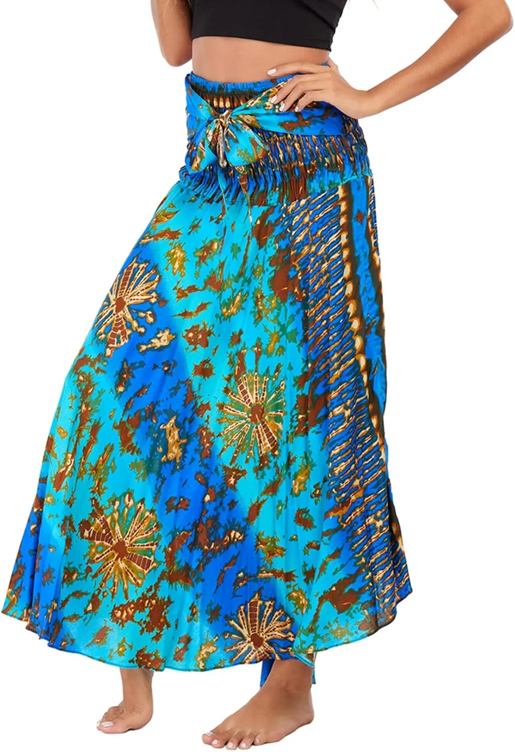 Lu's Chic Women's Long Boho Skirts Bohemian Hippie Skirts Summer Travel Beach Flowy Gypsy Maxi Long Skirts
