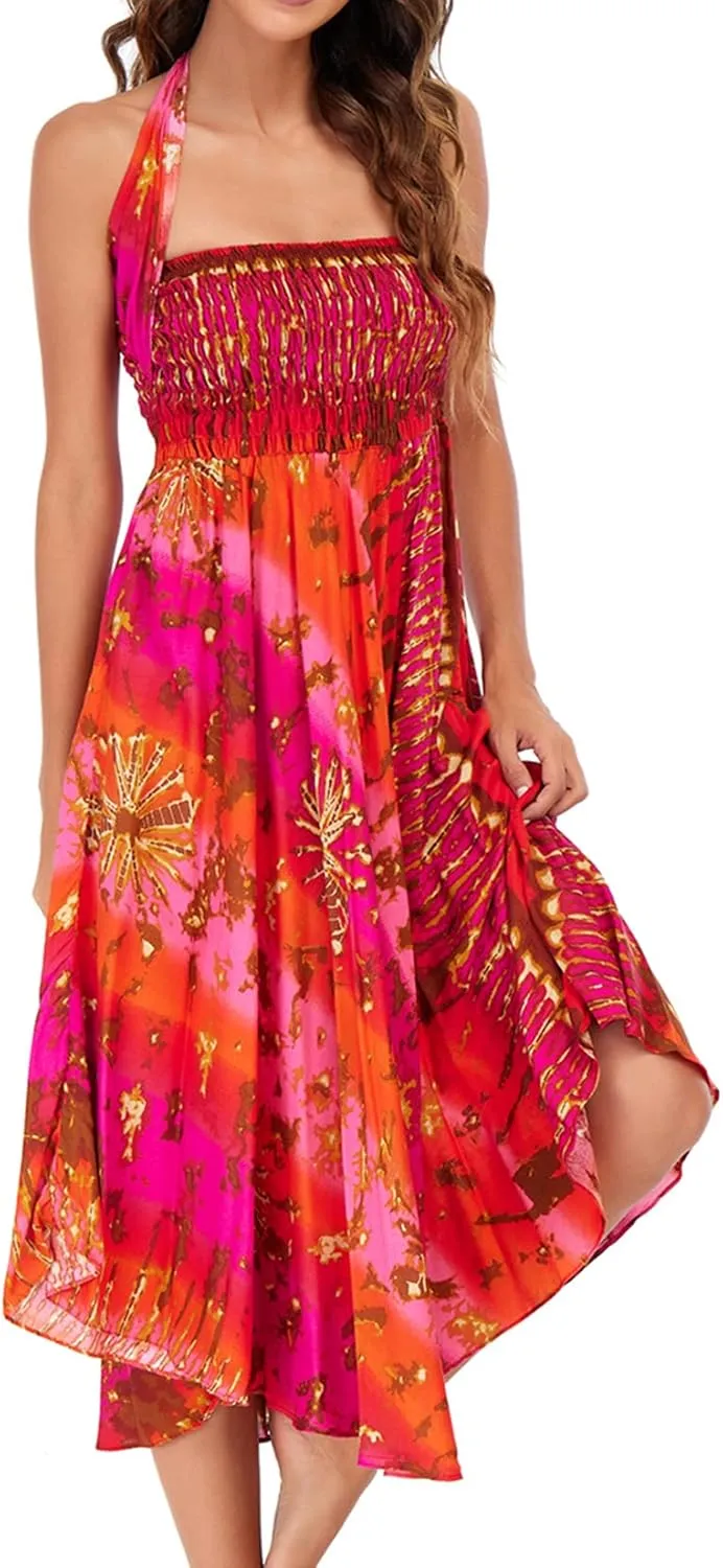 Lu's Chic Women's Long Boho Skirts Bohemian Hippie Skirts Summer Travel Beach Flowy Gypsy Maxi Long Skirts