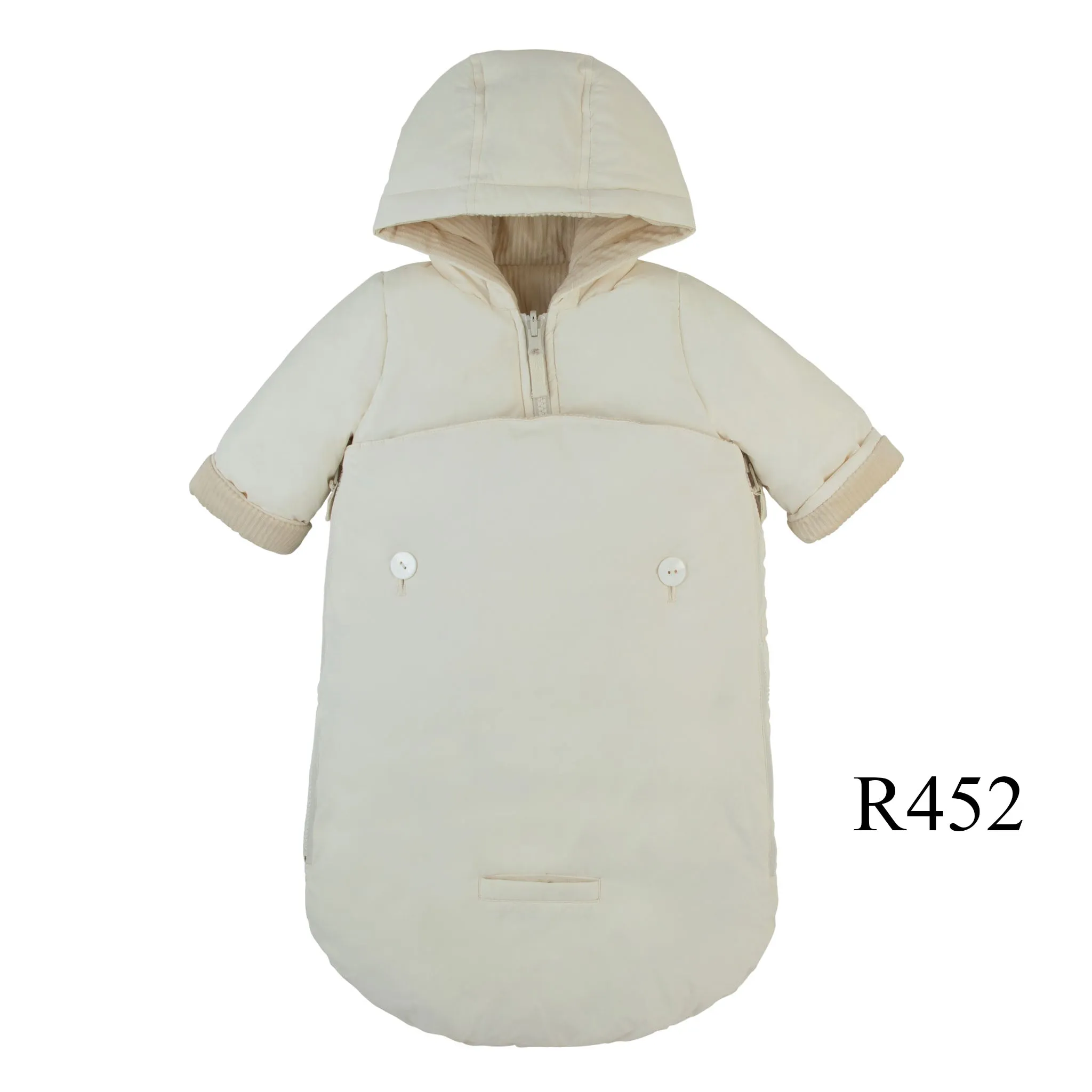 Luxurious Ivory Baby Reversible Snowsuit with Faux Fur