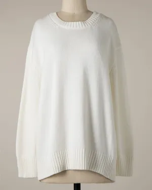 Lyla Cable Knit Ribbed Soft Pullover Sweater - Ivory