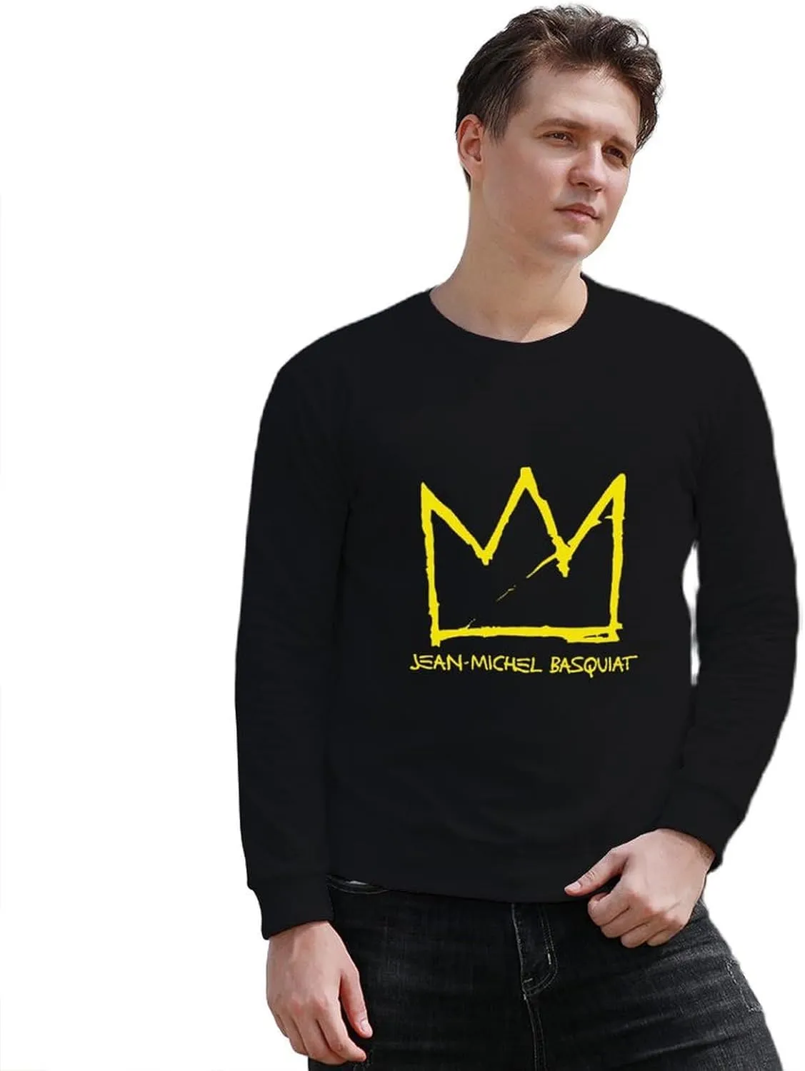 Mens Crewneck Long Sleeve Tops - Standard-Fit Jersey Shirt for Golf Sport