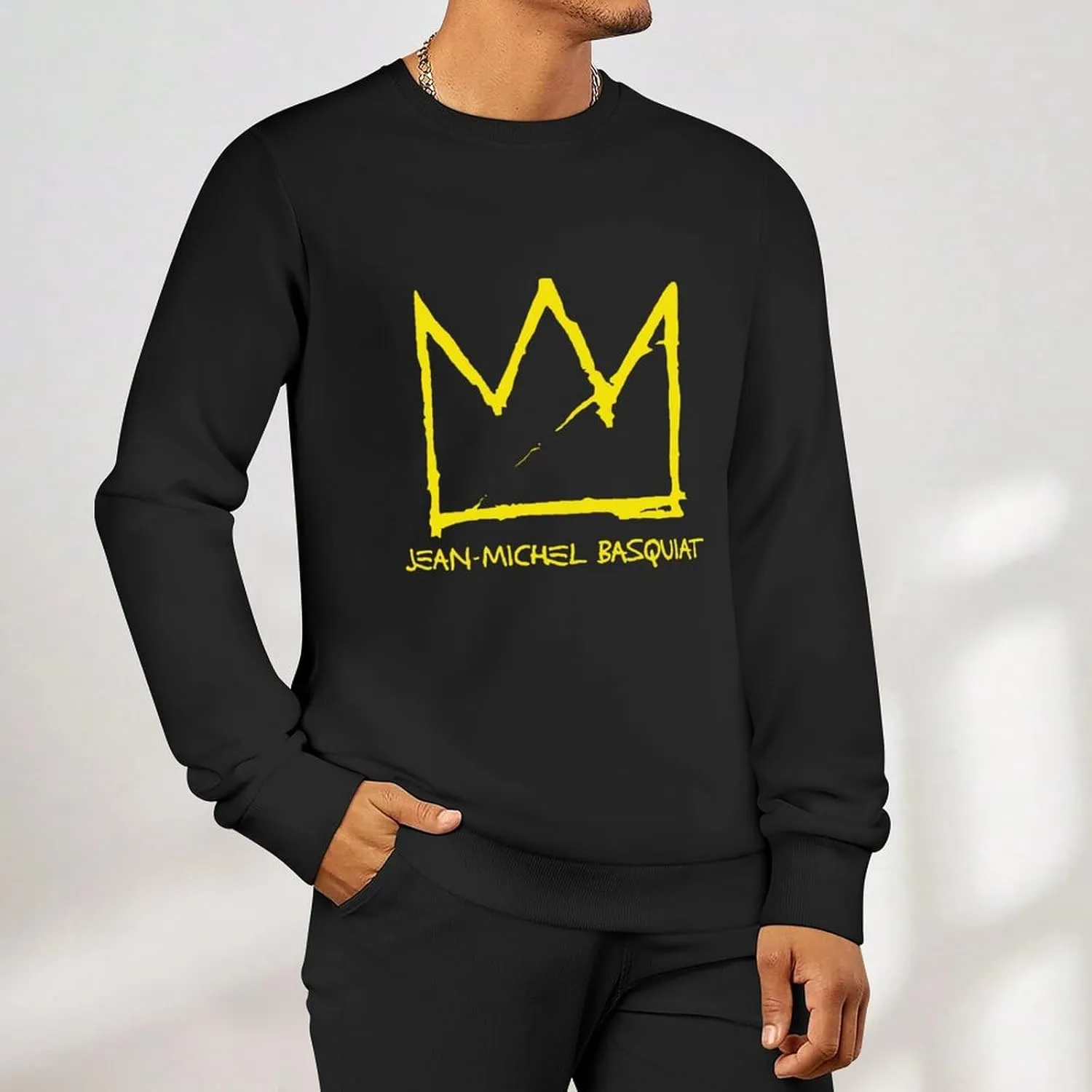 Mens Crewneck Long Sleeve Tops - Standard-Fit Jersey Shirt for Golf Sport