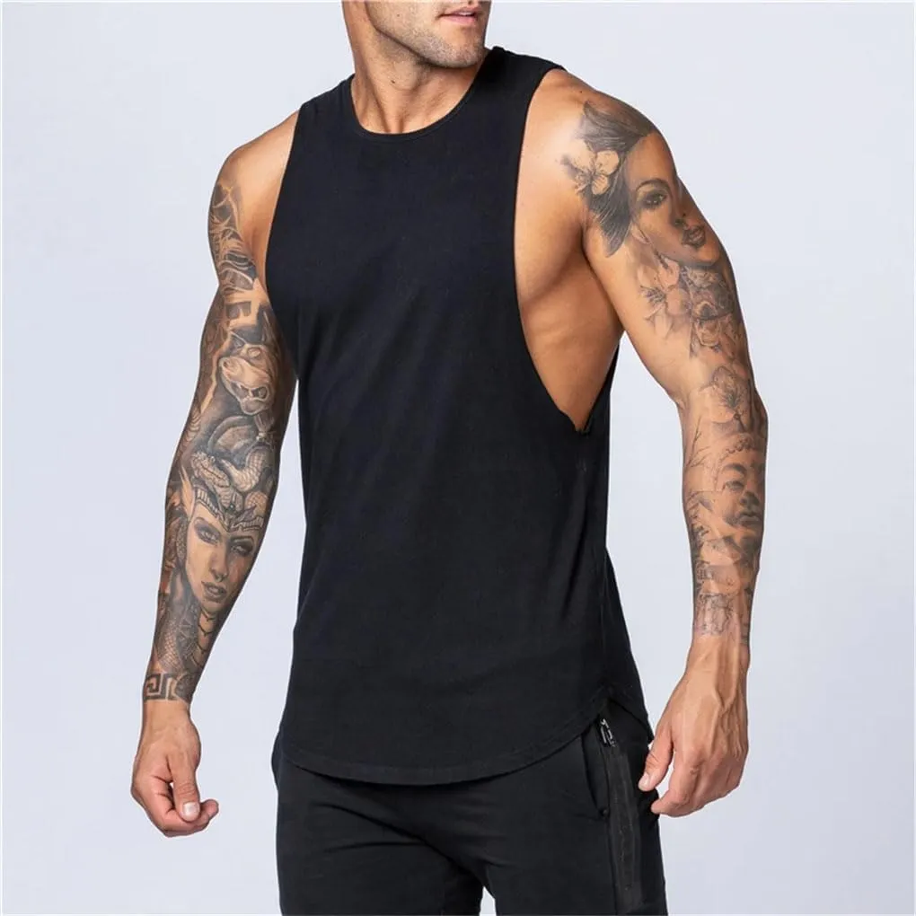 Men's Gym Clothing Fitness Cotton Tank Top Men Sleeveless Shirt Breathable O-Neck Vest