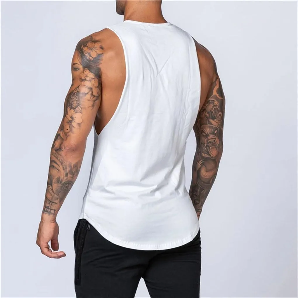 Men's Gym Clothing Fitness Cotton Tank Top Men Sleeveless Shirt Breathable O-Neck Vest