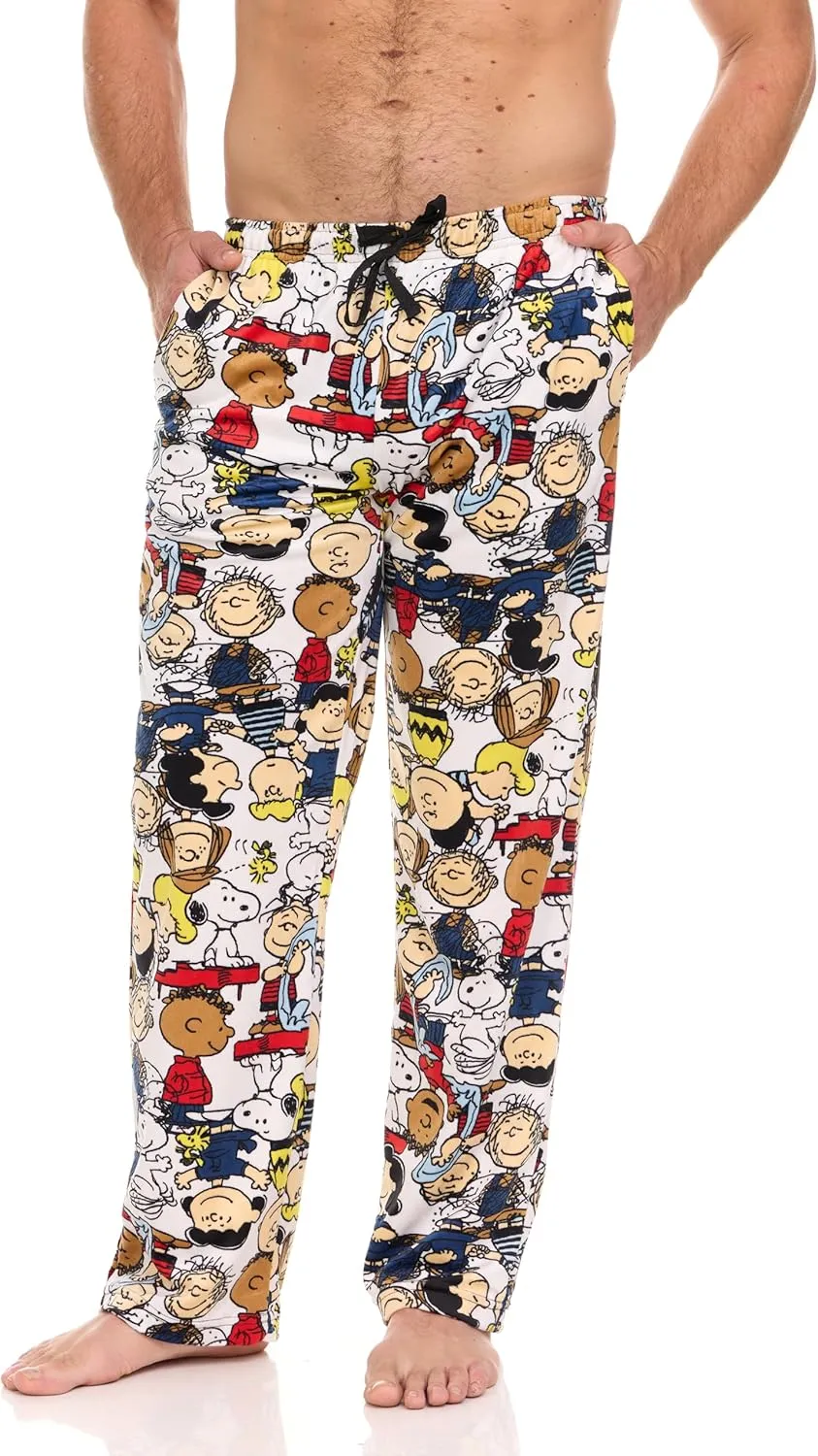 Mens Pajama Pants - Peanuts Snoopy Cozy Soft Stretch PJ Pants Unisex Sleepwear for Women and Men (Sizes: S-XL)