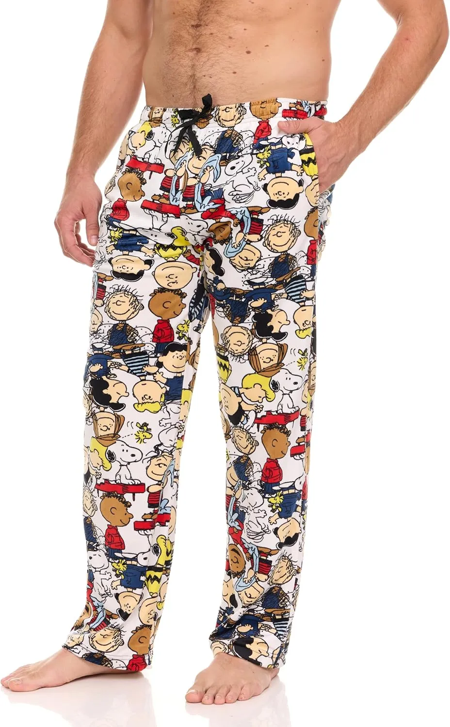 Mens Pajama Pants - Peanuts Snoopy Cozy Soft Stretch PJ Pants Unisex Sleepwear for Women and Men (Sizes: S-XL)