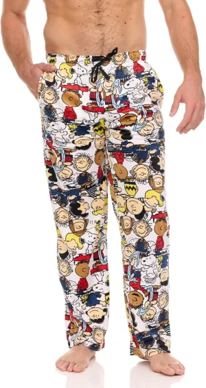 Mens Pajama Pants - Peanuts Snoopy Cozy Soft Stretch PJ Pants Unisex Sleepwear for Women and Men (Sizes: S-XL)