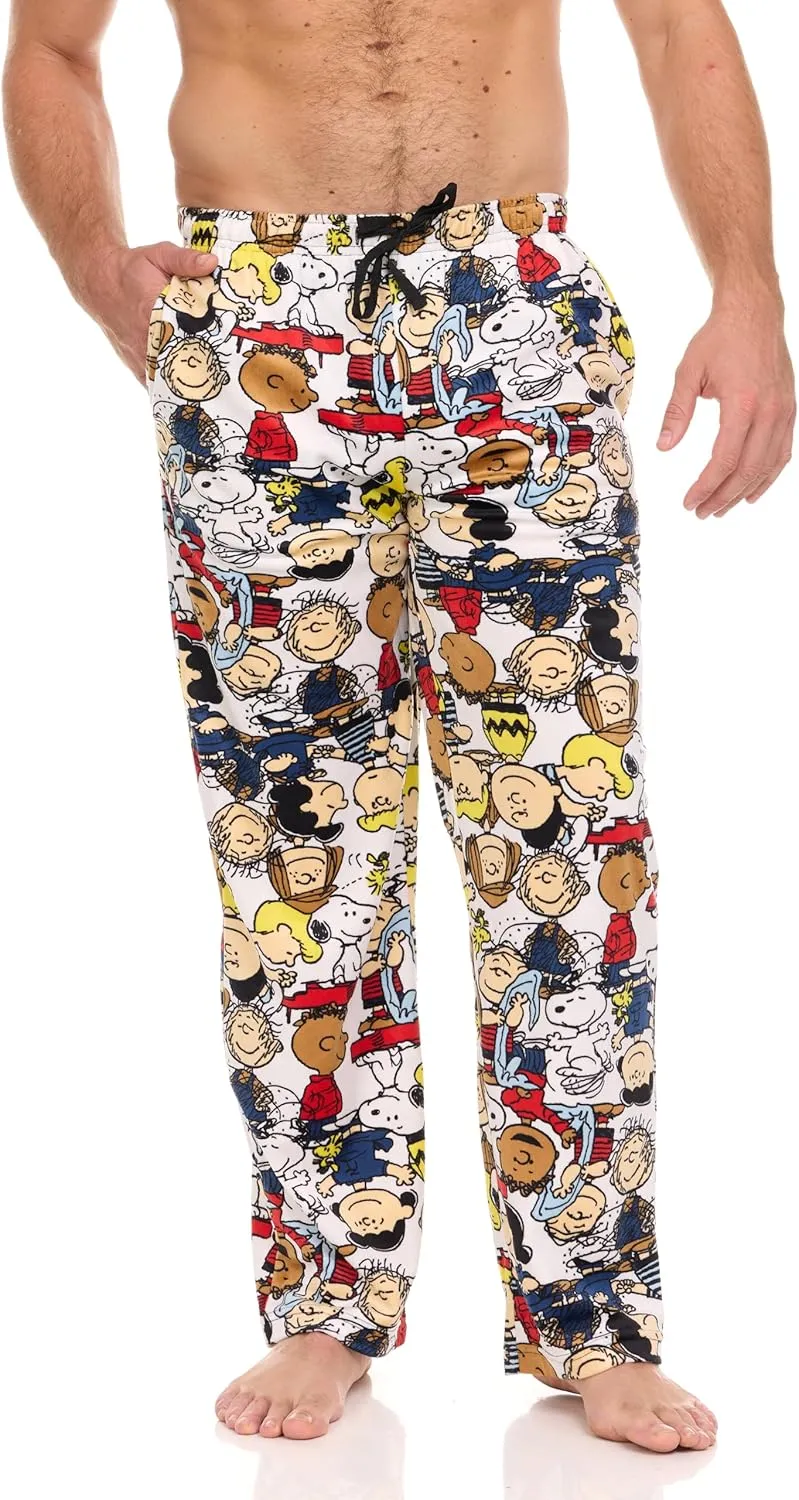 Mens Pajama Pants - Peanuts Snoopy Cozy Soft Stretch PJ Pants Unisex Sleepwear for Women and Men (Sizes: S-XL)