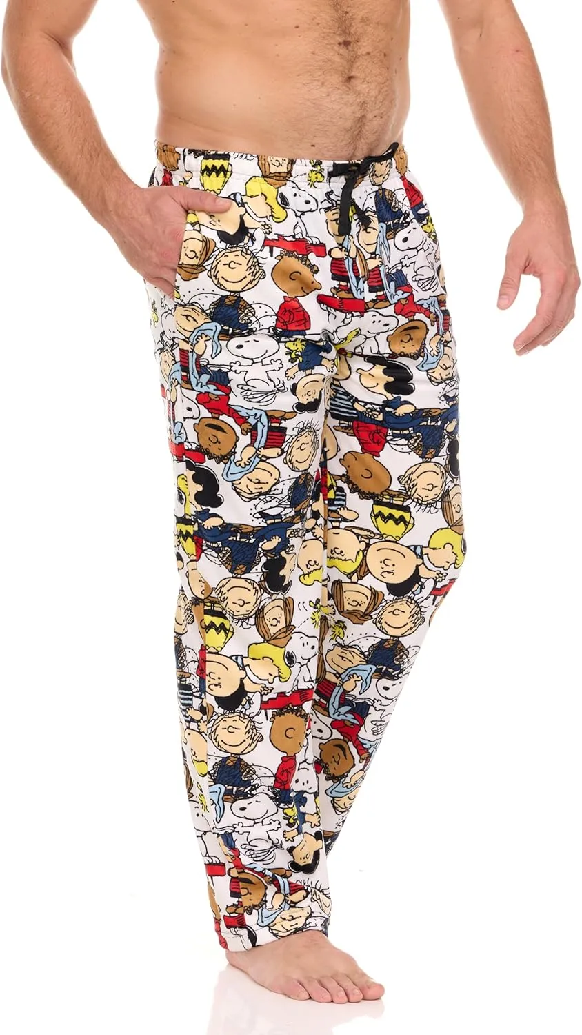 Mens Pajama Pants - Peanuts Snoopy Cozy Soft Stretch PJ Pants Unisex Sleepwear for Women and Men (Sizes: S-XL)