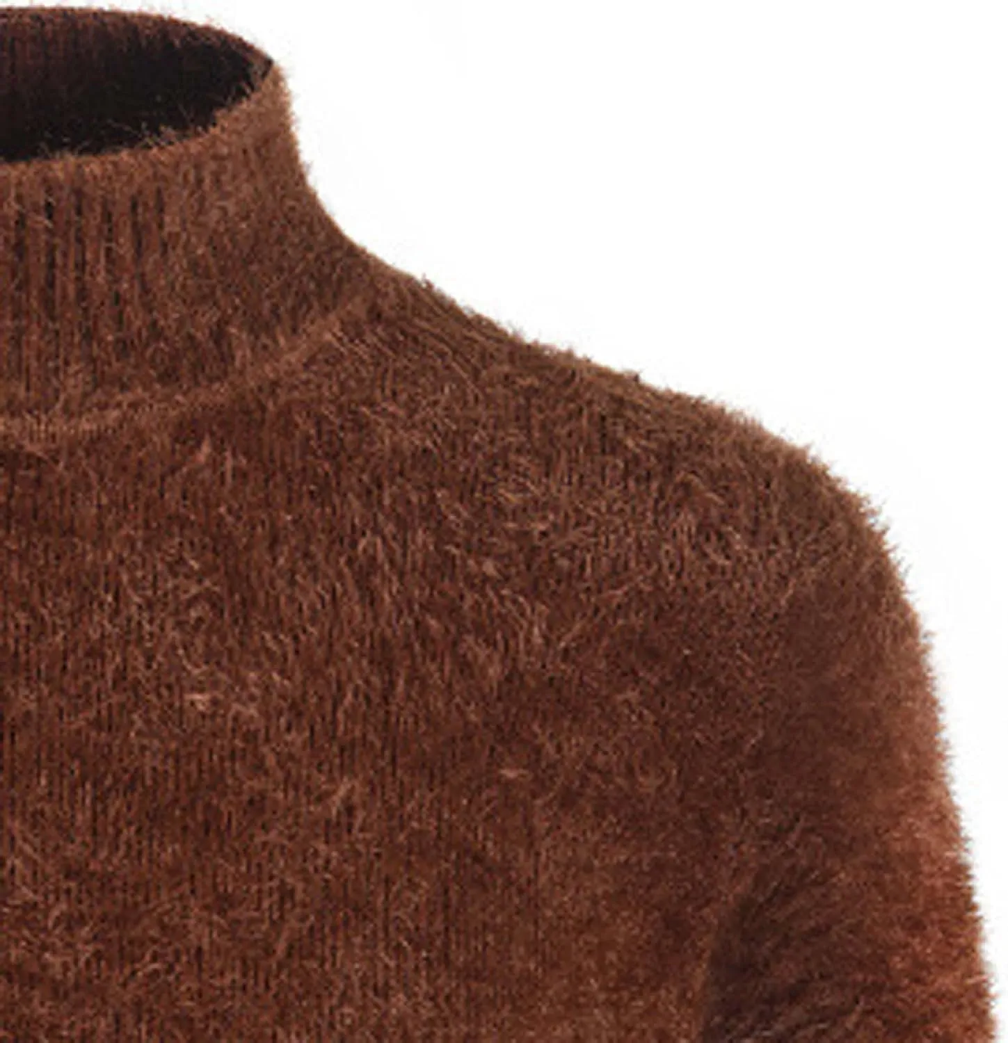 Men's Thermal Long Sleeve Underwear Shirts Fluffy Fleece Pullover Undershirts Winter Warm Mock Turtleneck Sweaters