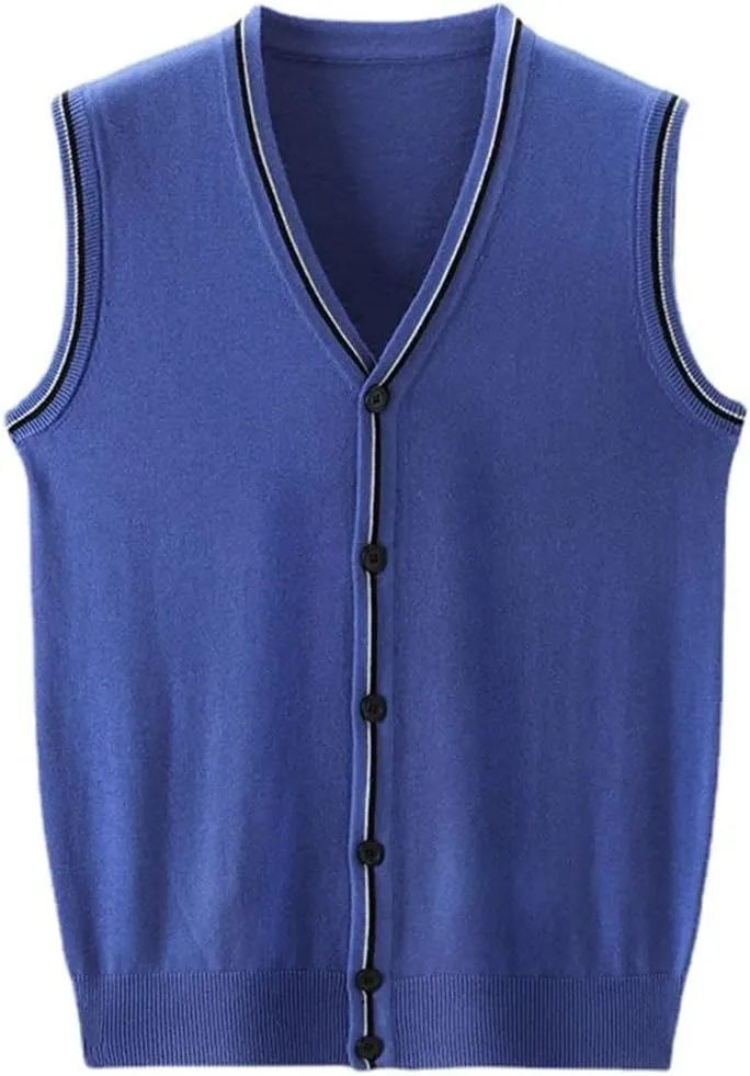 Men's Wool Undershirt V-Neck Vest Knitted Cardigan Cashmere Bottoming Sweater