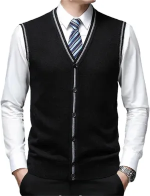 Men's Wool Undershirt V-Neck Vest Knitted Cardigan Cashmere Bottoming Sweater