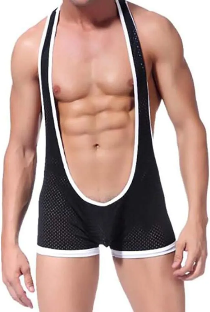 Men's Wrestling Singlet Breathable Comfortable Sexy Mesh Underwear Gym Fitness Workout Undershirt
