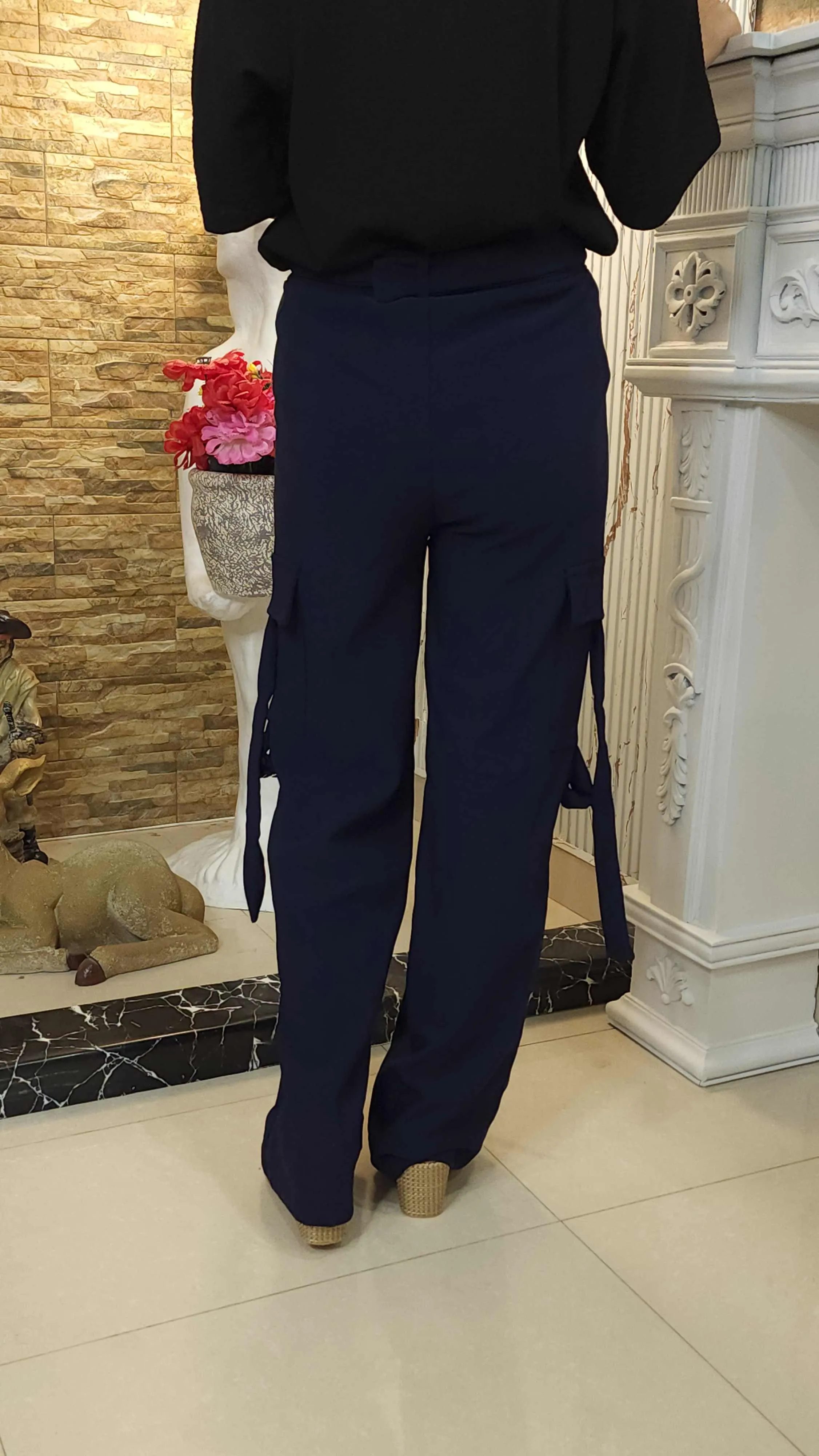 Navy Wide Leg Cargo