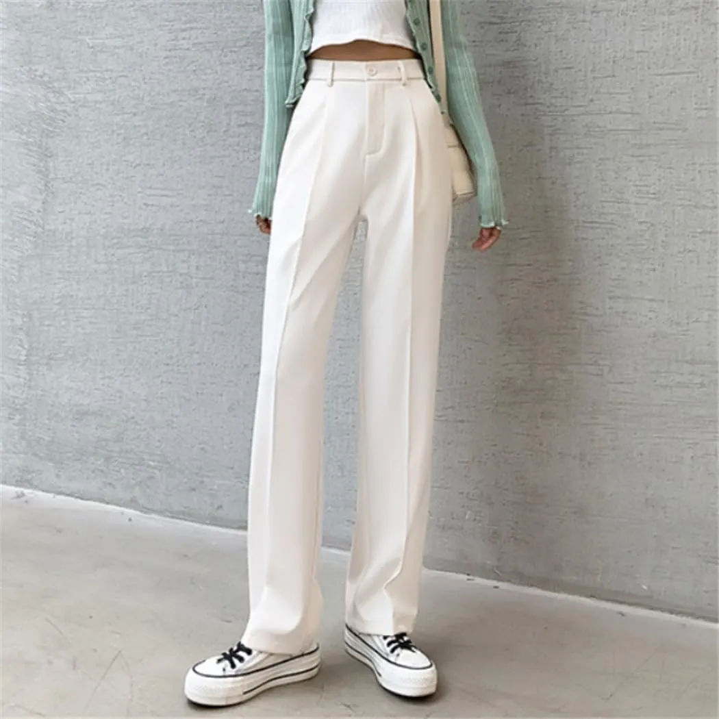 Office Ladies High Waist Harem Pants Women Loose High Waist Suits Pants Female Solid OL Straight Ttrousers