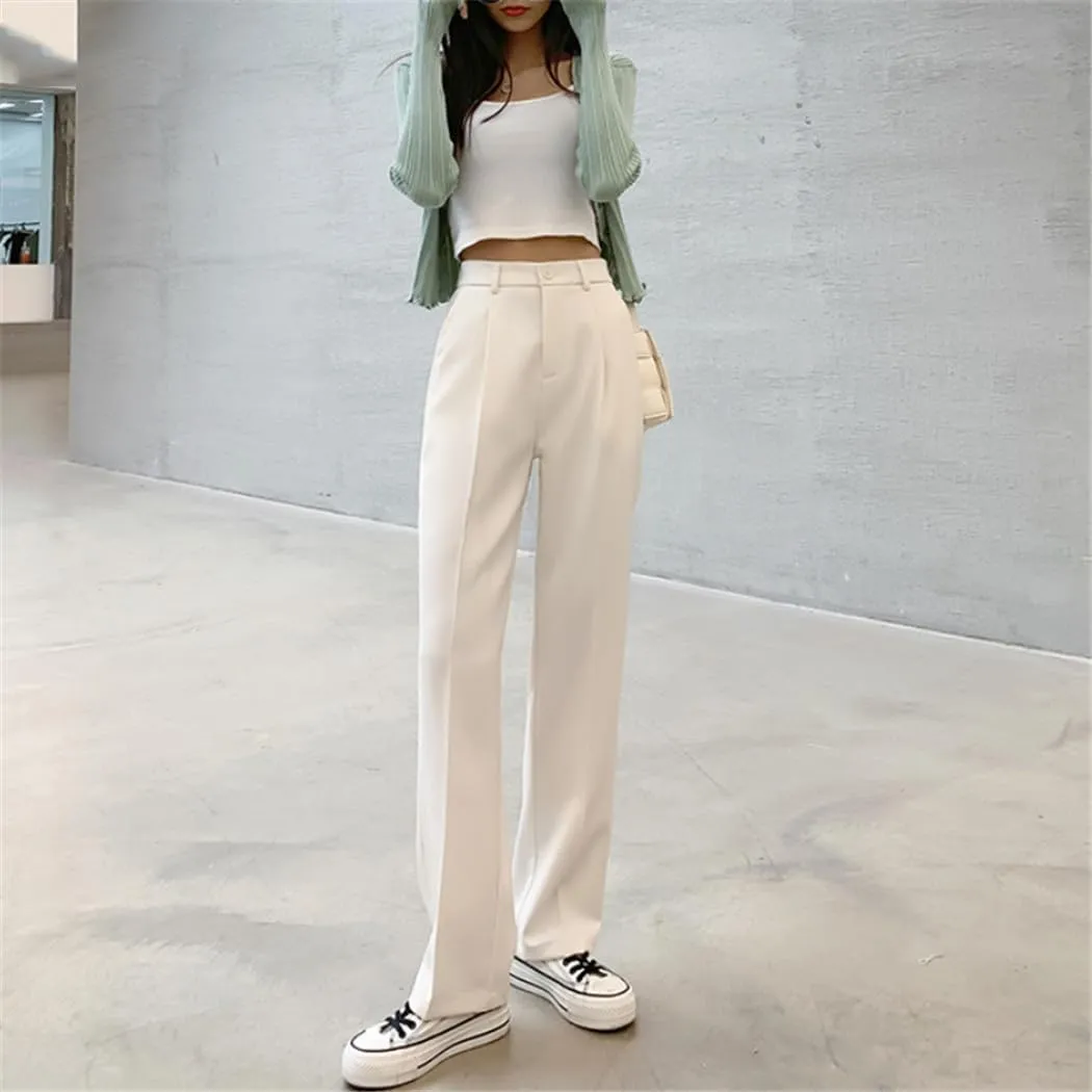 Office Ladies High Waist Harem Pants Women Loose High Waist Suits Pants Female Solid OL Straight Ttrousers