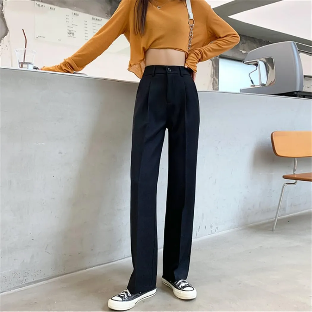 Office Ladies High Waist Harem Pants Women Loose High Waist Suits Pants Female Solid OL Straight Ttrousers