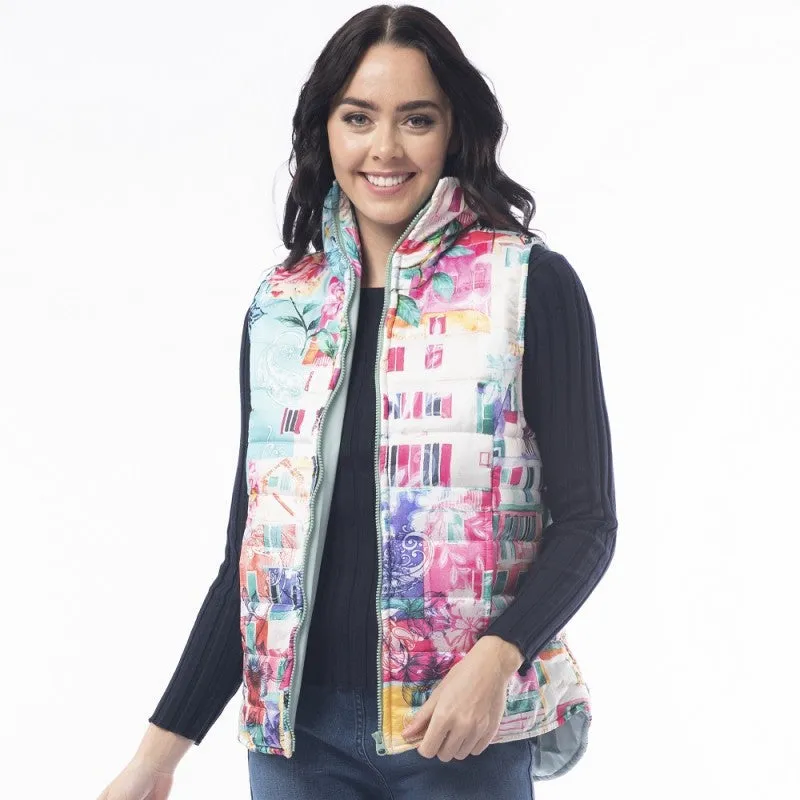 Orientique Vest - Italy Print Puffer - Multi - SMALL