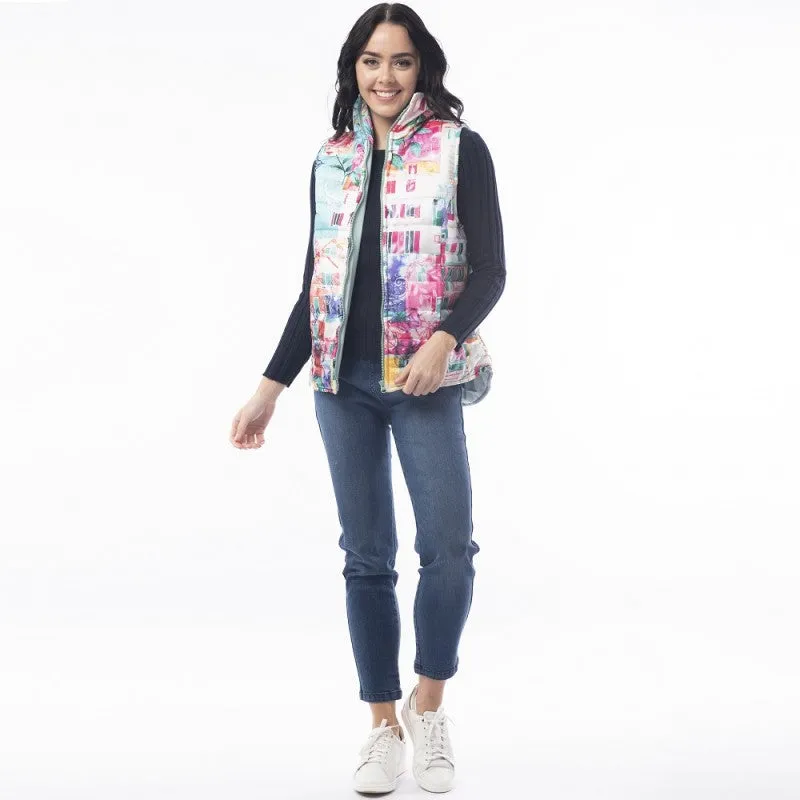 Orientique Vest - Italy Print Puffer - Multi - SMALL
