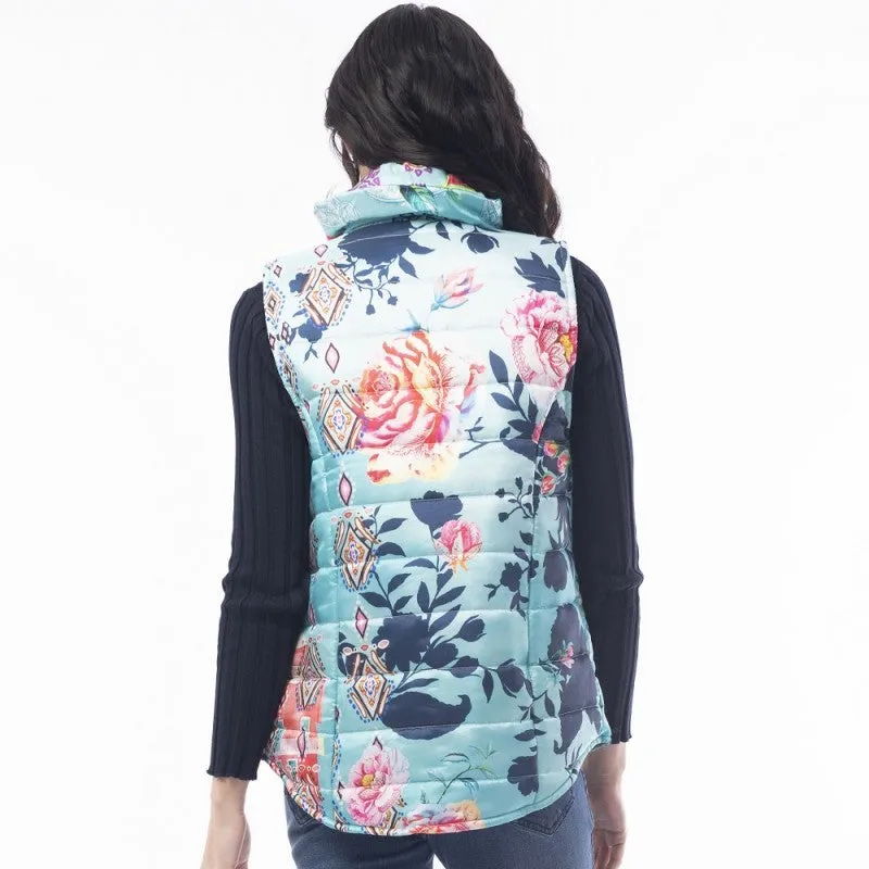 Orientique Vest - Italy Print Puffer - Multi - SMALL