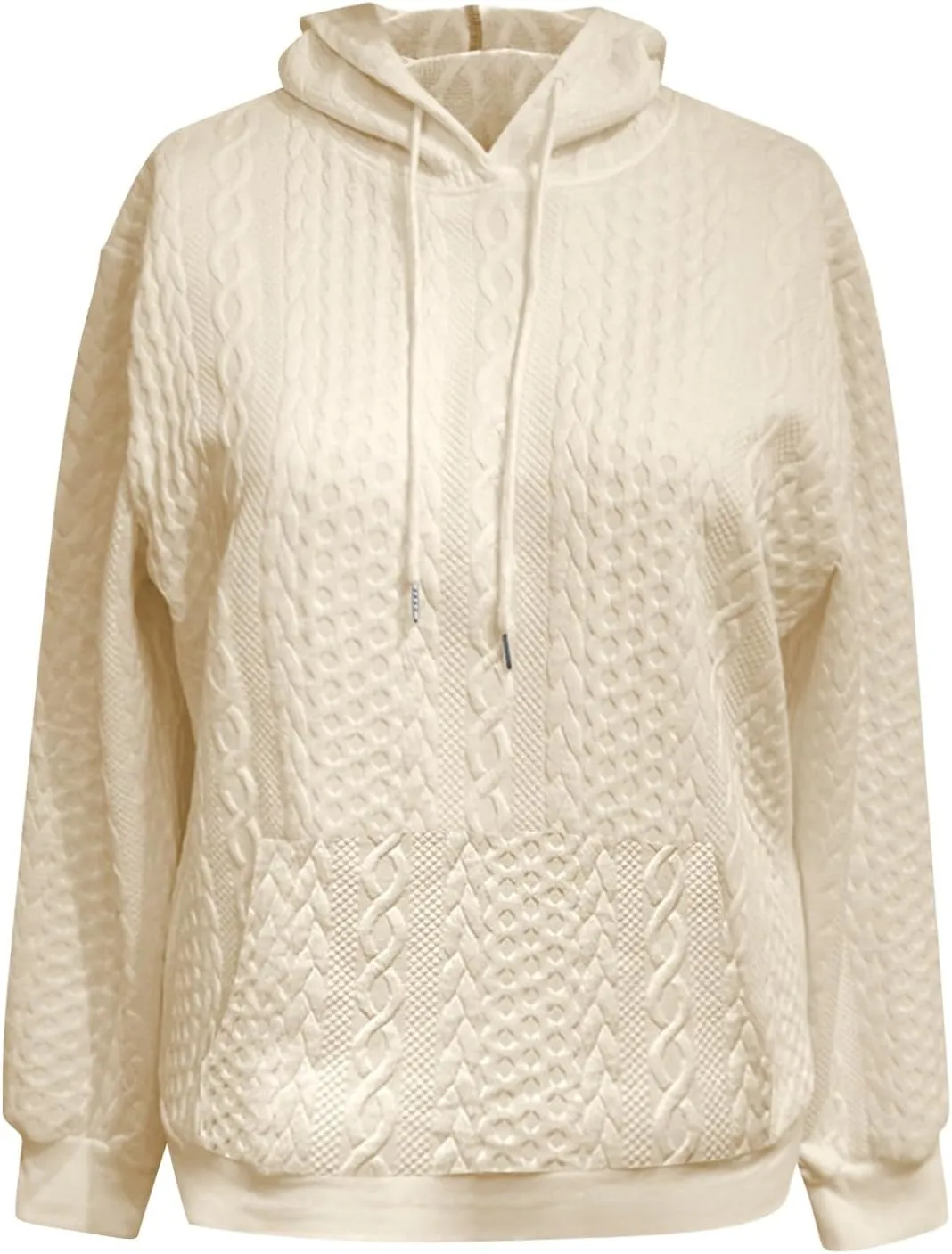 Oversized Sweatshirts for Women Loose Fit Drawstring Waffle Knit Hoodies Casual Cute Solid Long Sleeve Pullover Tops