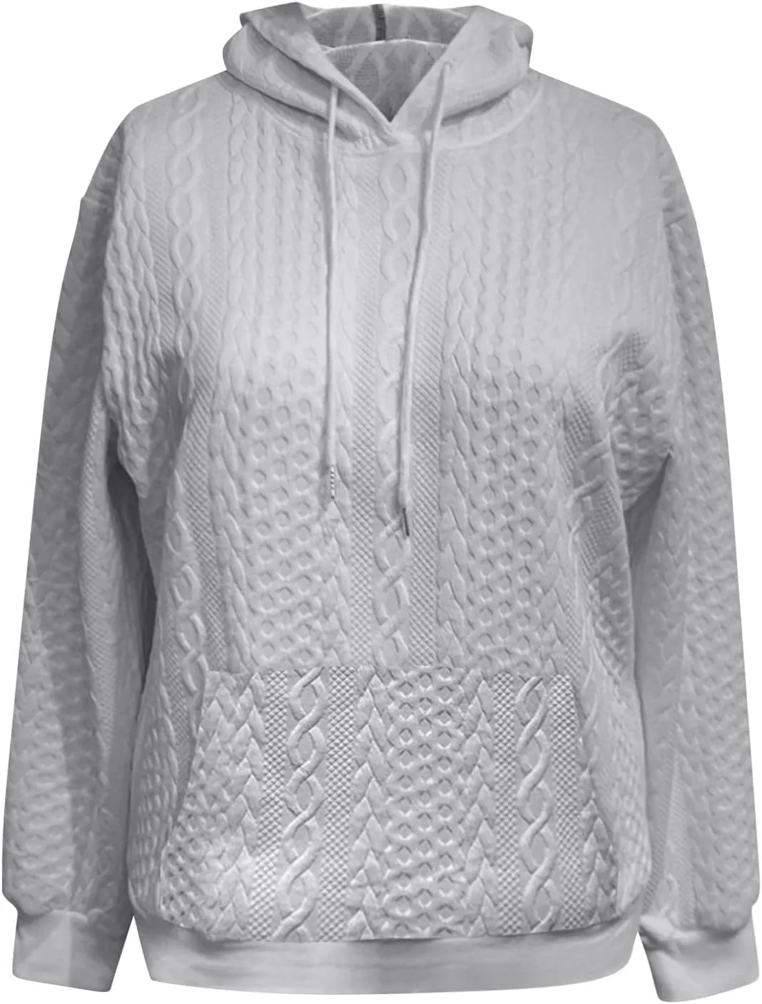 Oversized Sweatshirts for Women Loose Fit Drawstring Waffle Knit Hoodies Casual Cute Solid Long Sleeve Pullover Tops