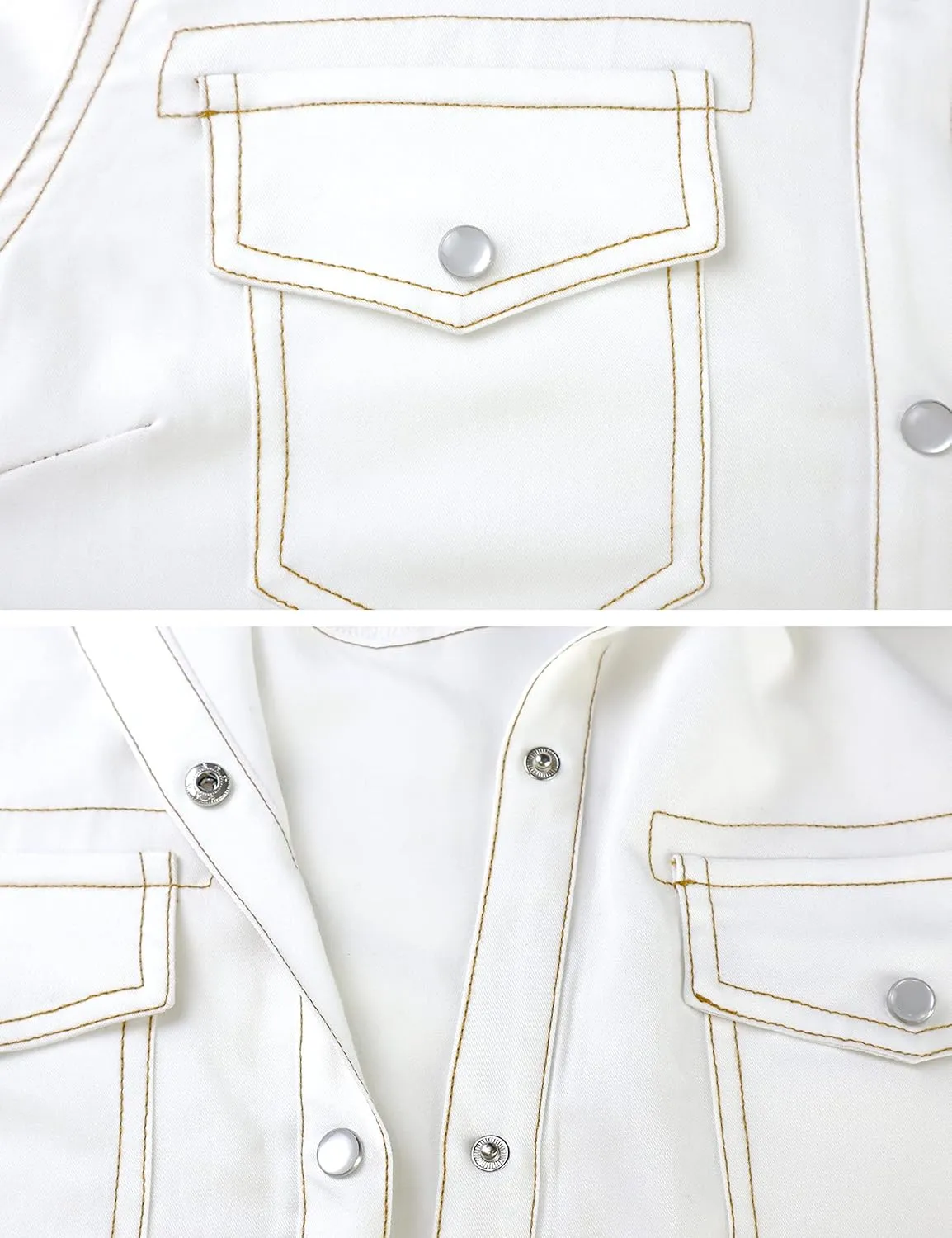 PUWEI Women's Denim Shirts Casual Button Up 3/4 Sleeve Tie Front Jean Crop Tops