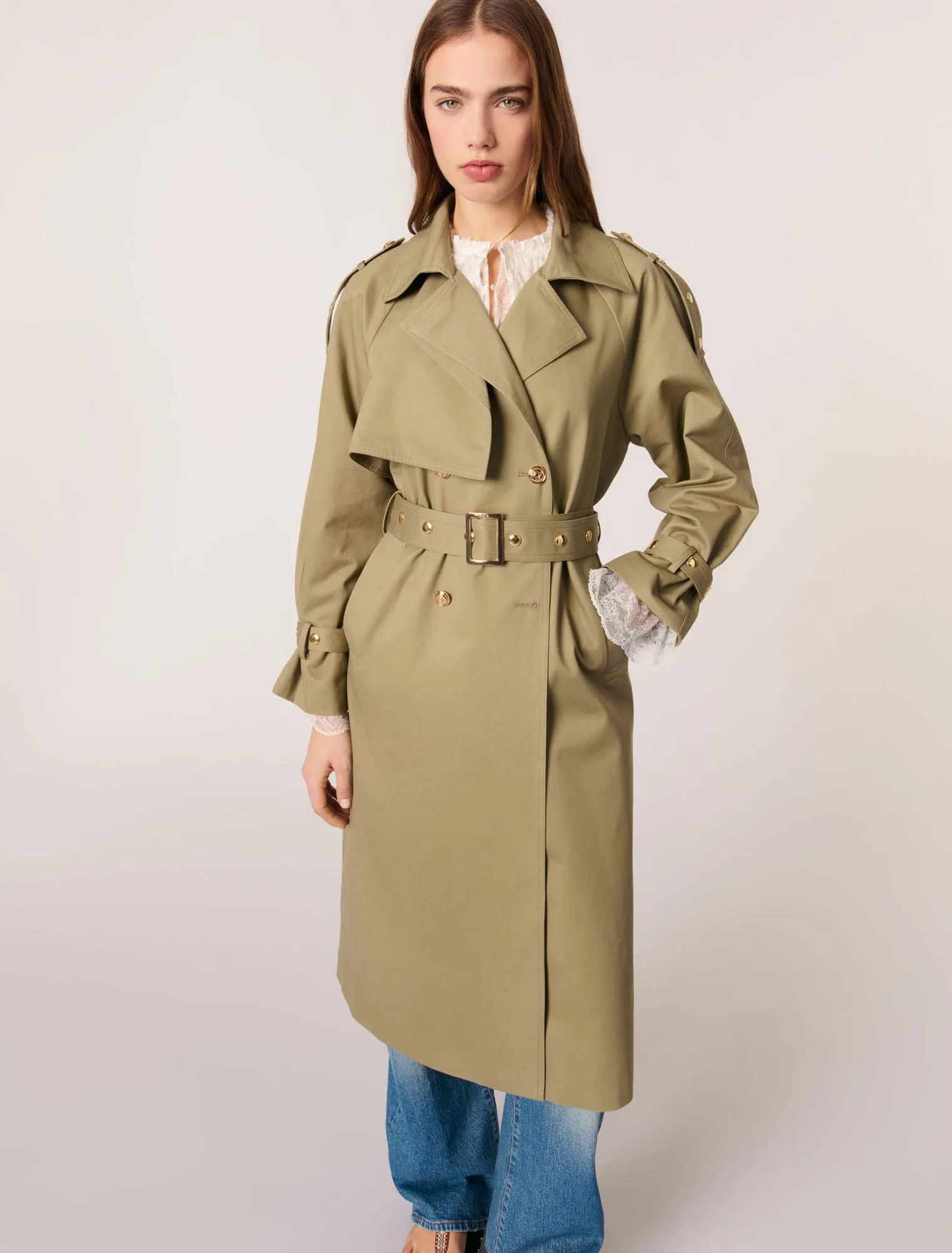 Removable collar stud trench coat