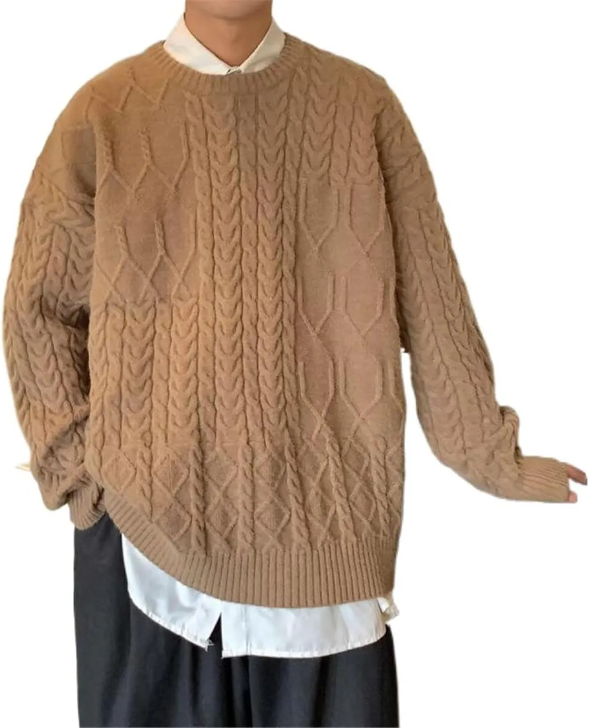 Round Neck Sweater Autumn and Winter Undershirt Men's top