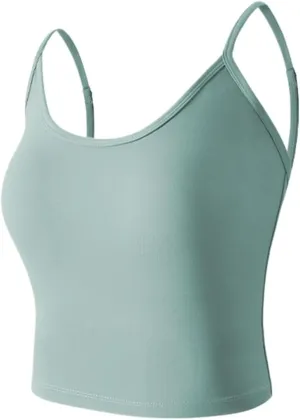 Seamless Plus Size Tank Tops for women Spaghetti Strap with Built in Bra Camisole Basic Sports Bras Workout Crop Tops