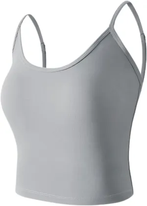Seamless Plus Size Tank Tops for women Spaghetti Strap with Built in Bra Camisole Basic Sports Bras Workout Crop Tops
