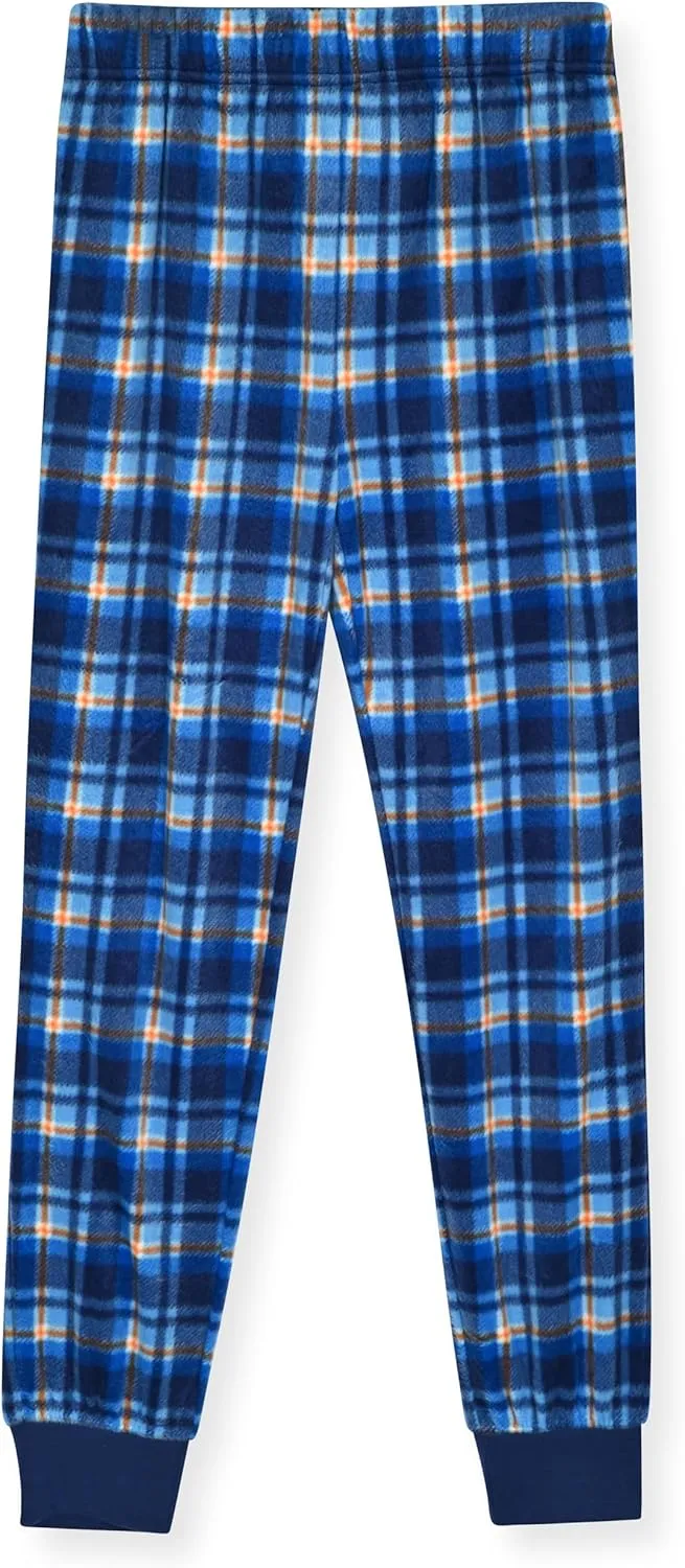 Sleep On It 4 Piece Boys Pajama Sets - Cozy Waffle Knit and Henley Tops with Matching Plaid Sleep Pants