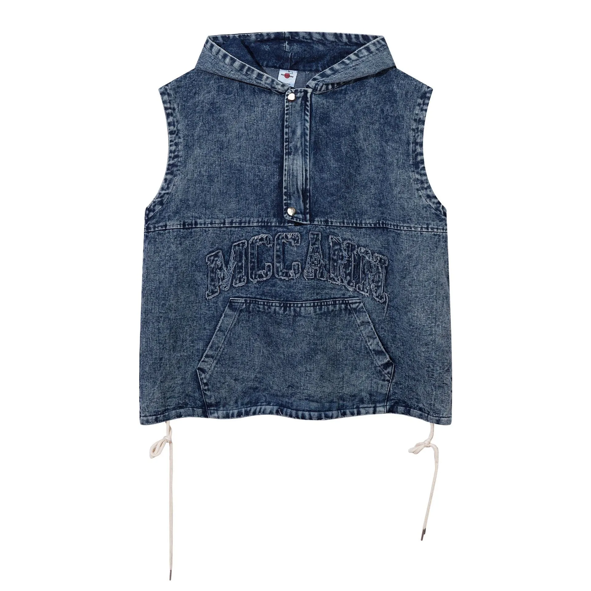 Stylish Hooded Denim Vest